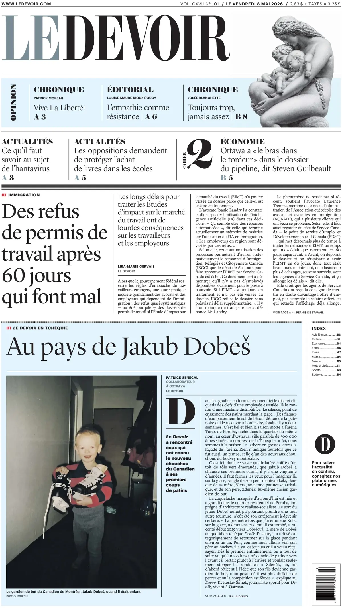 Front Page Le Devoir 08/05/2026