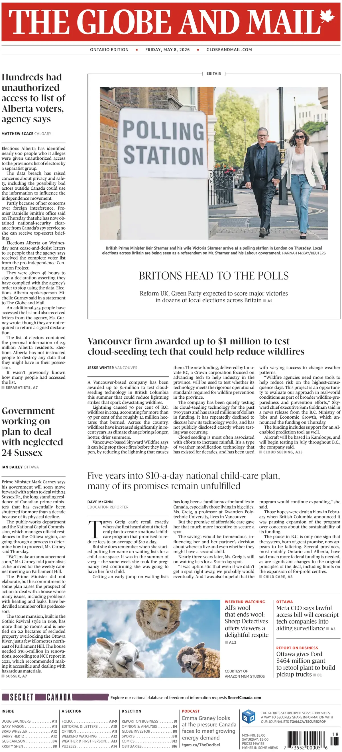 Front Page The Globe and Mail 08/05/2026