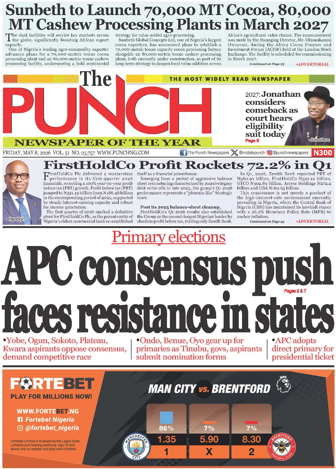 Front Page The Punch 08/05/2026