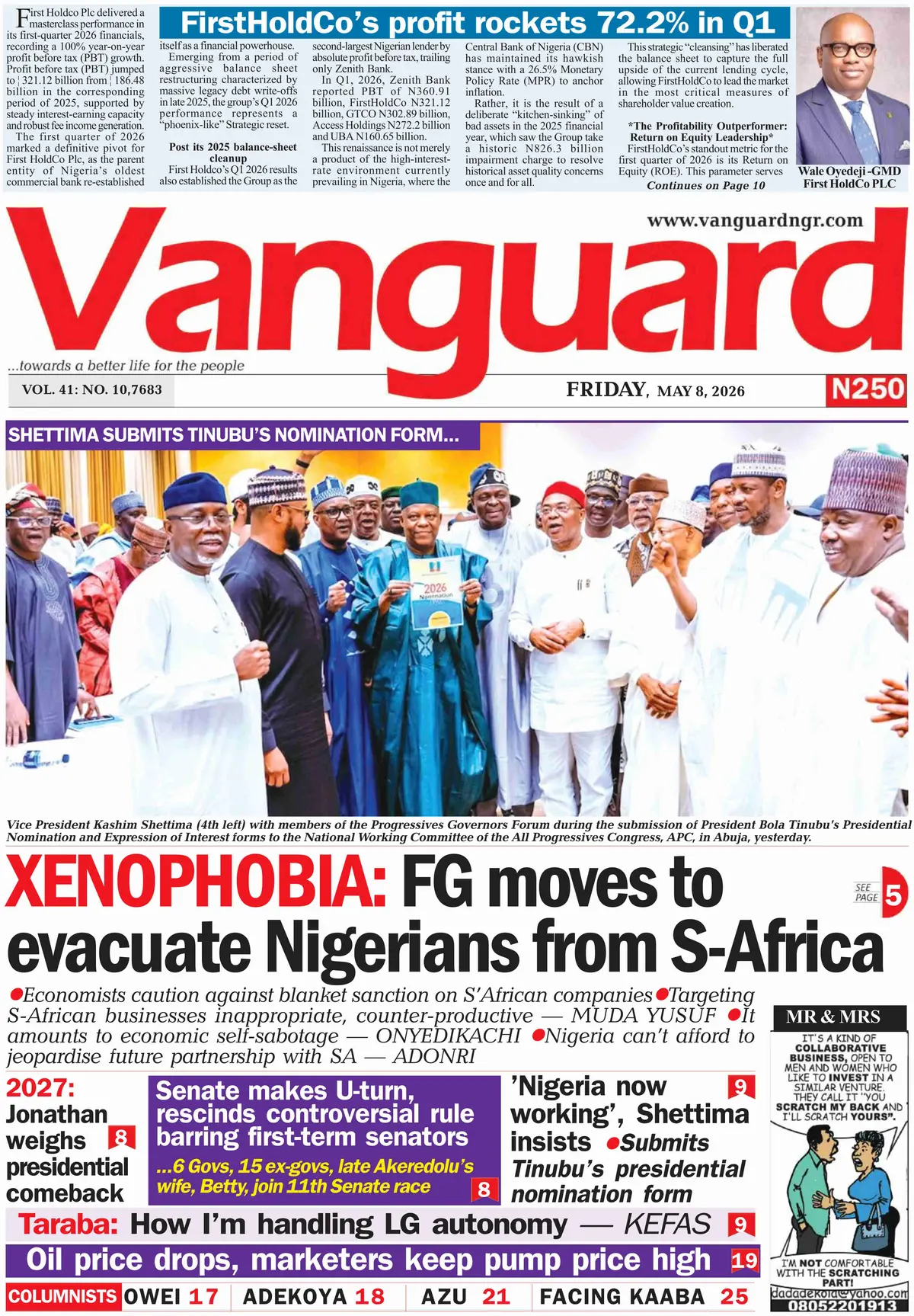 Front Page Vanguard 08/05/2026
