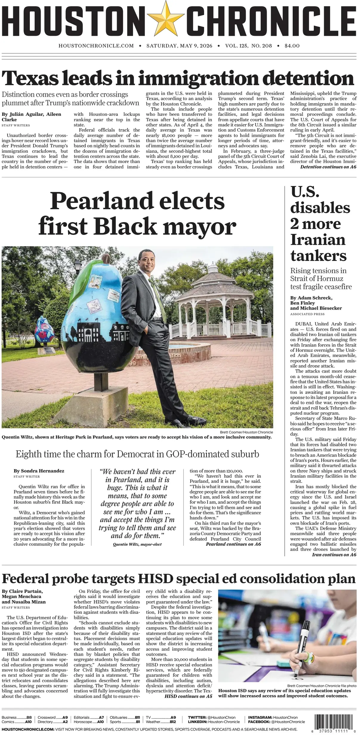 Cover Houston Chronicle 09/05/2026