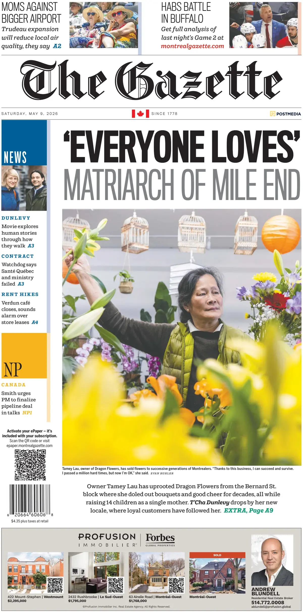 Front Page The Gazette (Montreal) 09/05/2026