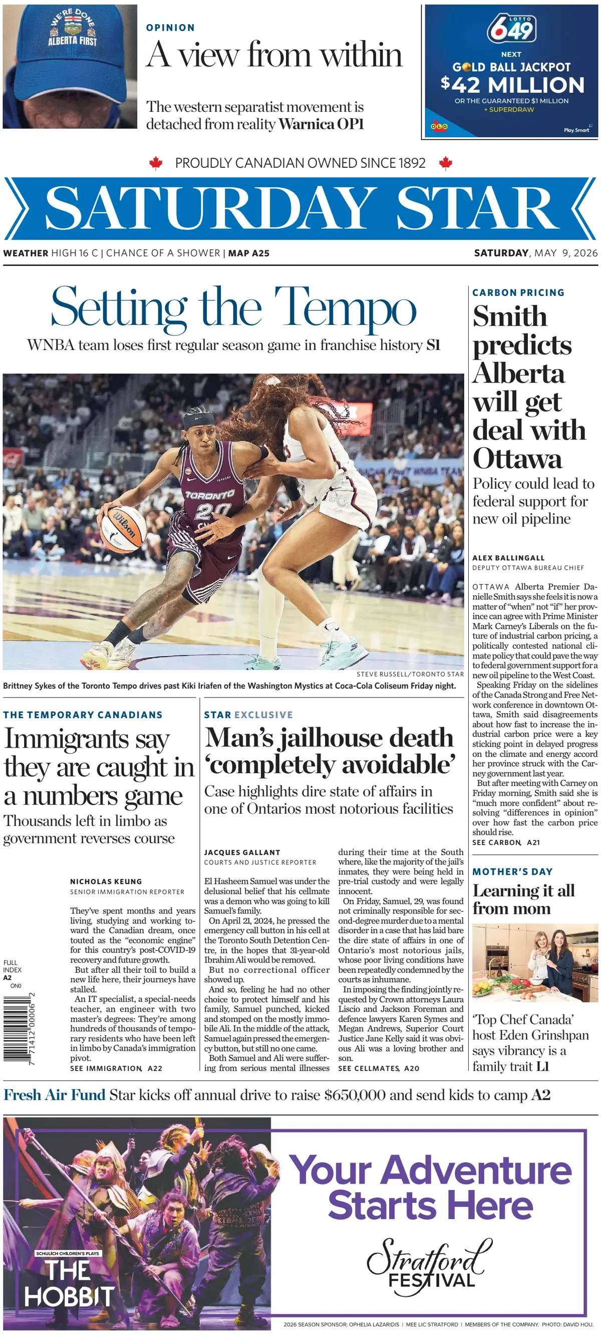 Front Page Toronto Star 09/05/2026