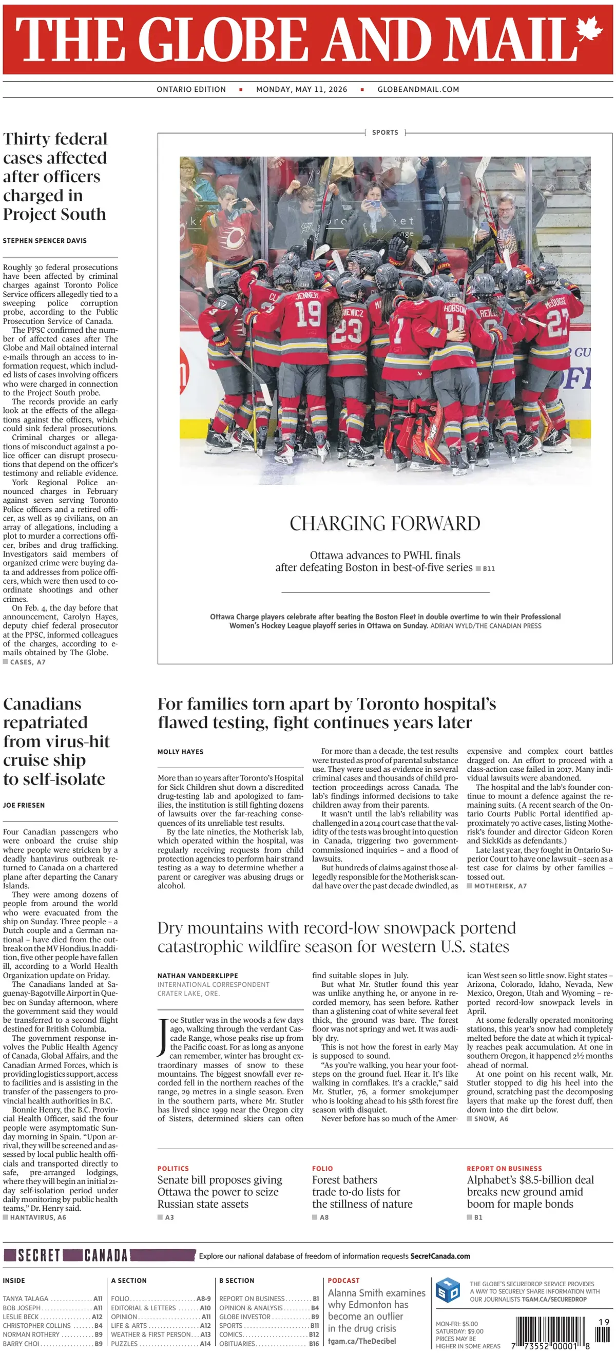 Front Page The Globe and Mail 11/05/2026