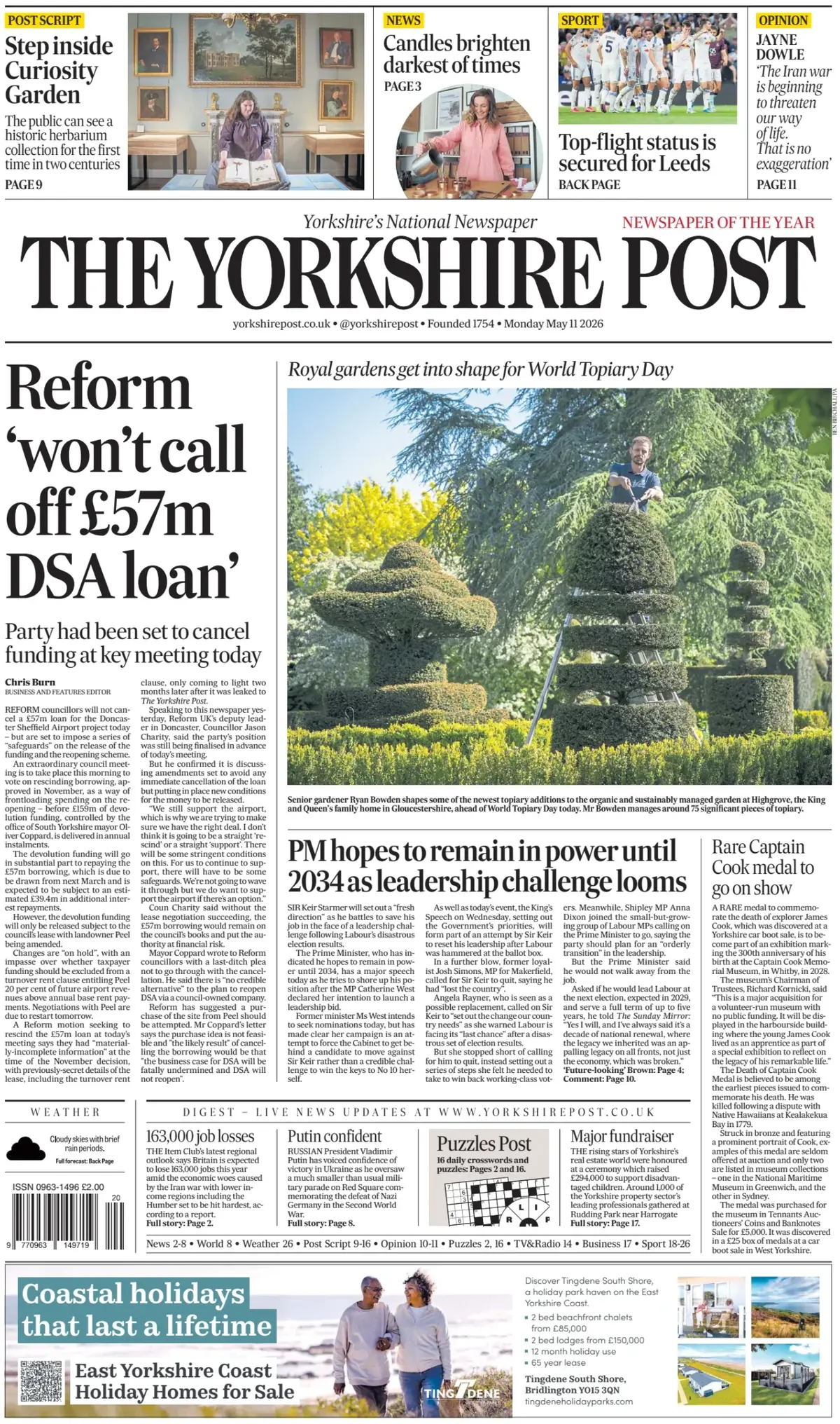 Front Page The Yorkshire Post 11/05/2026