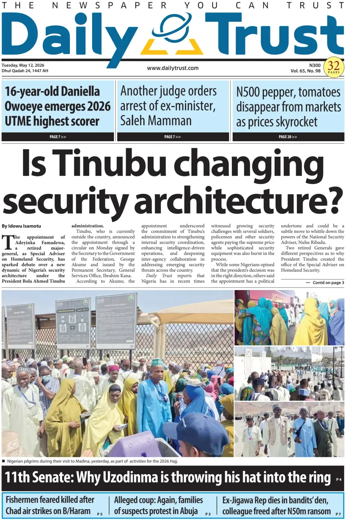Front Page Daily Trust 12/05/2026