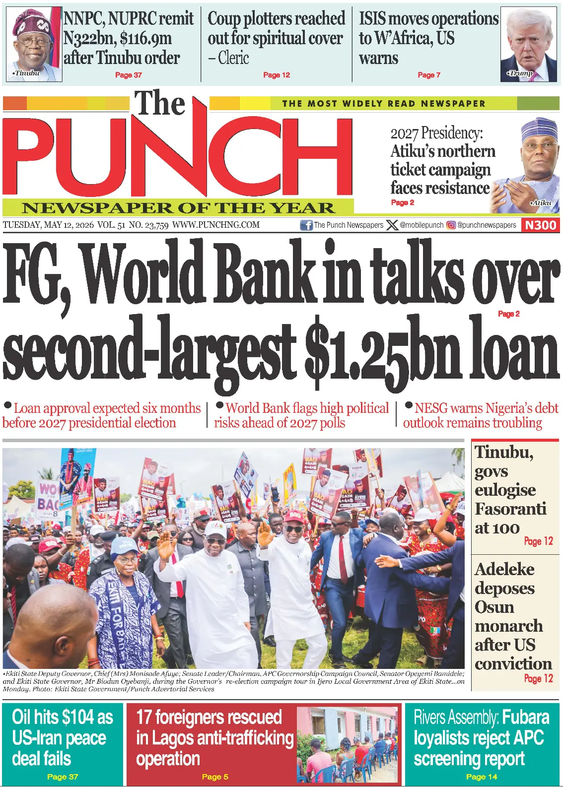 Front Page The Punch 12/05/2026