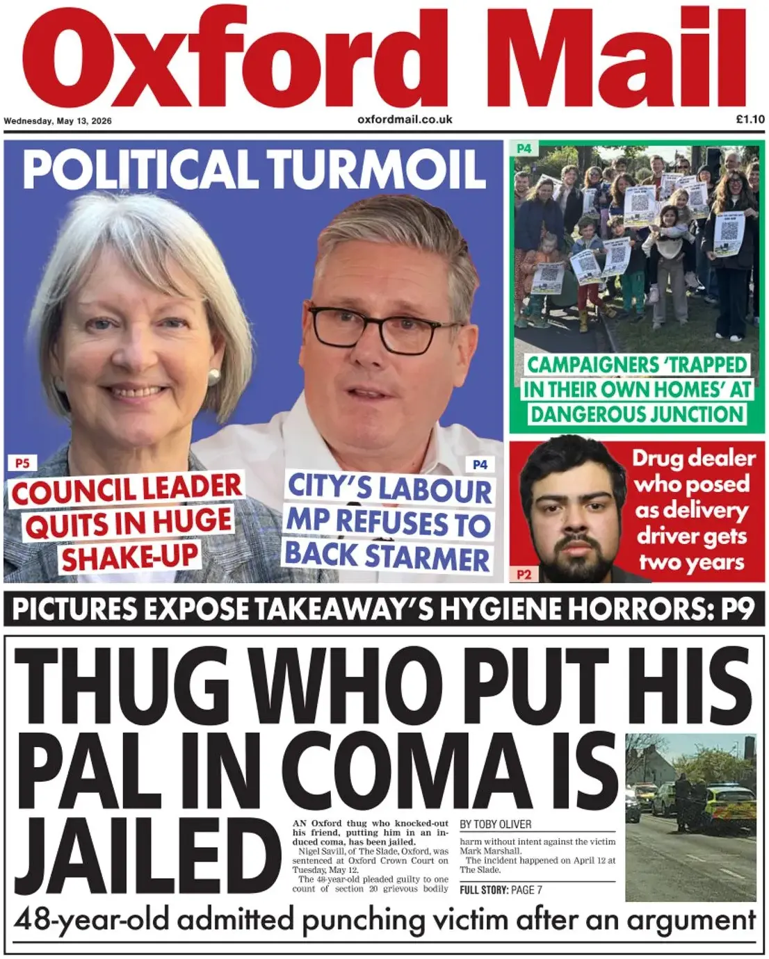 Front Page Oxford Mail 13/05/2026