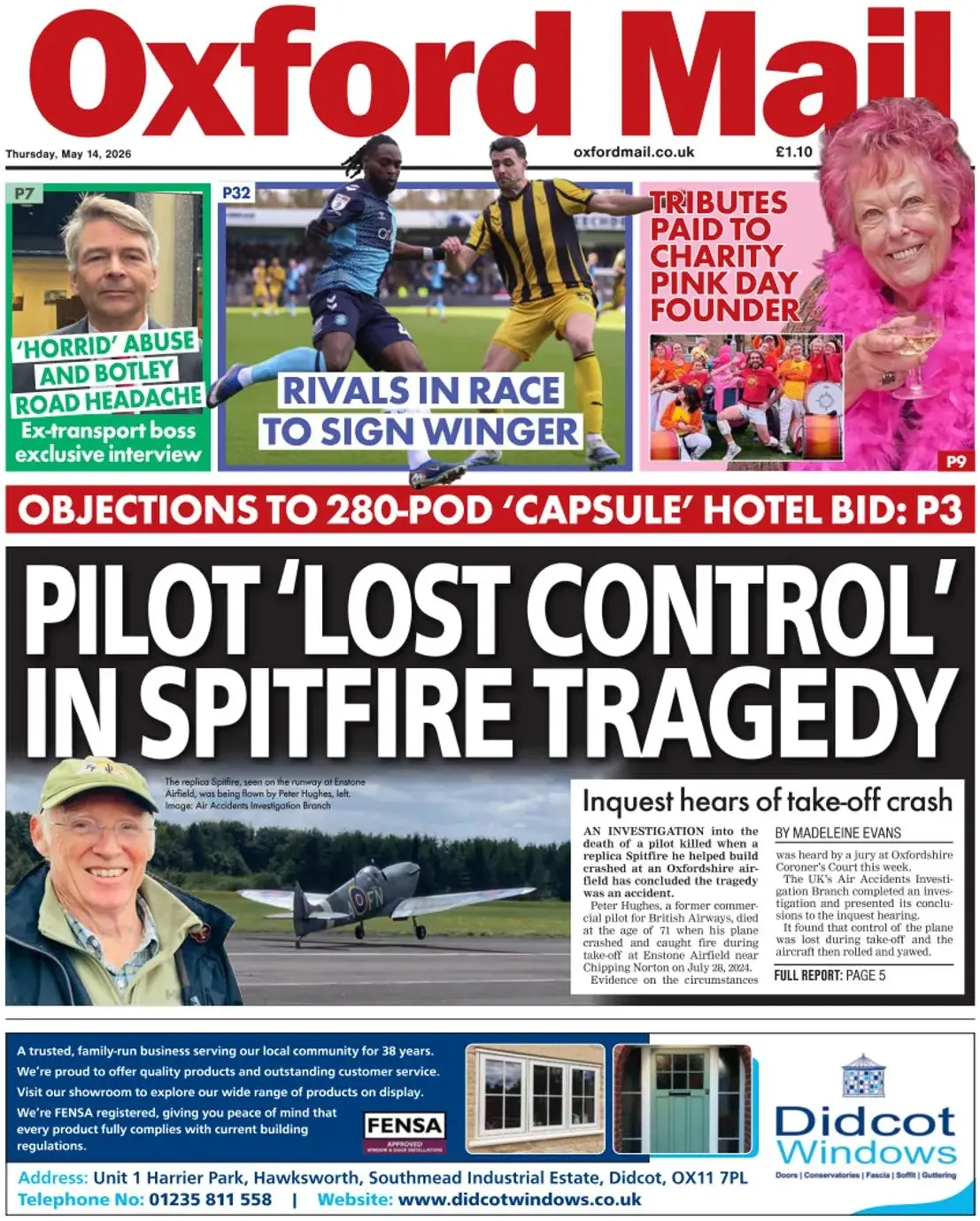 Front Page Oxford Mail 14/05/2026