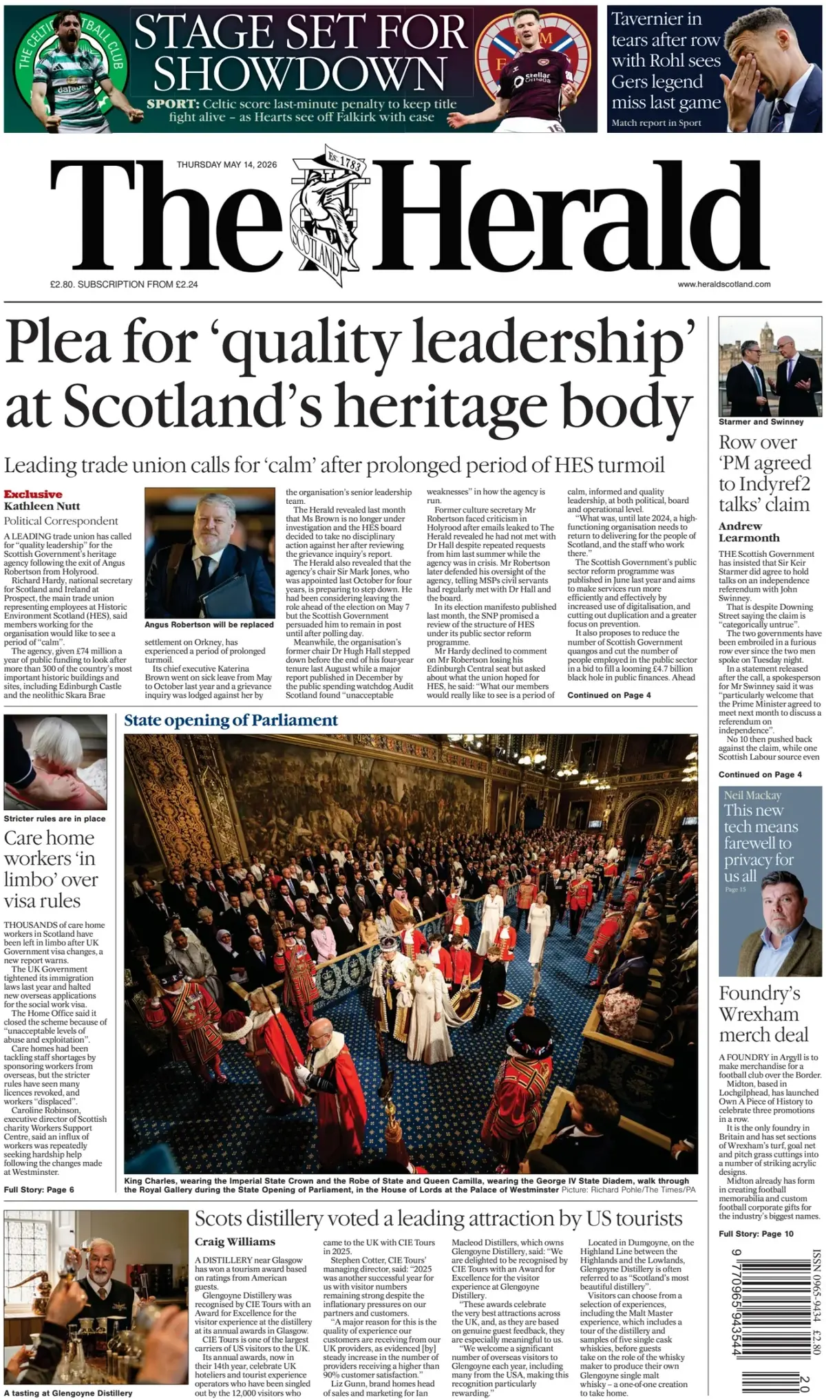 Front Page The Herald | Scotland 14/05/2026