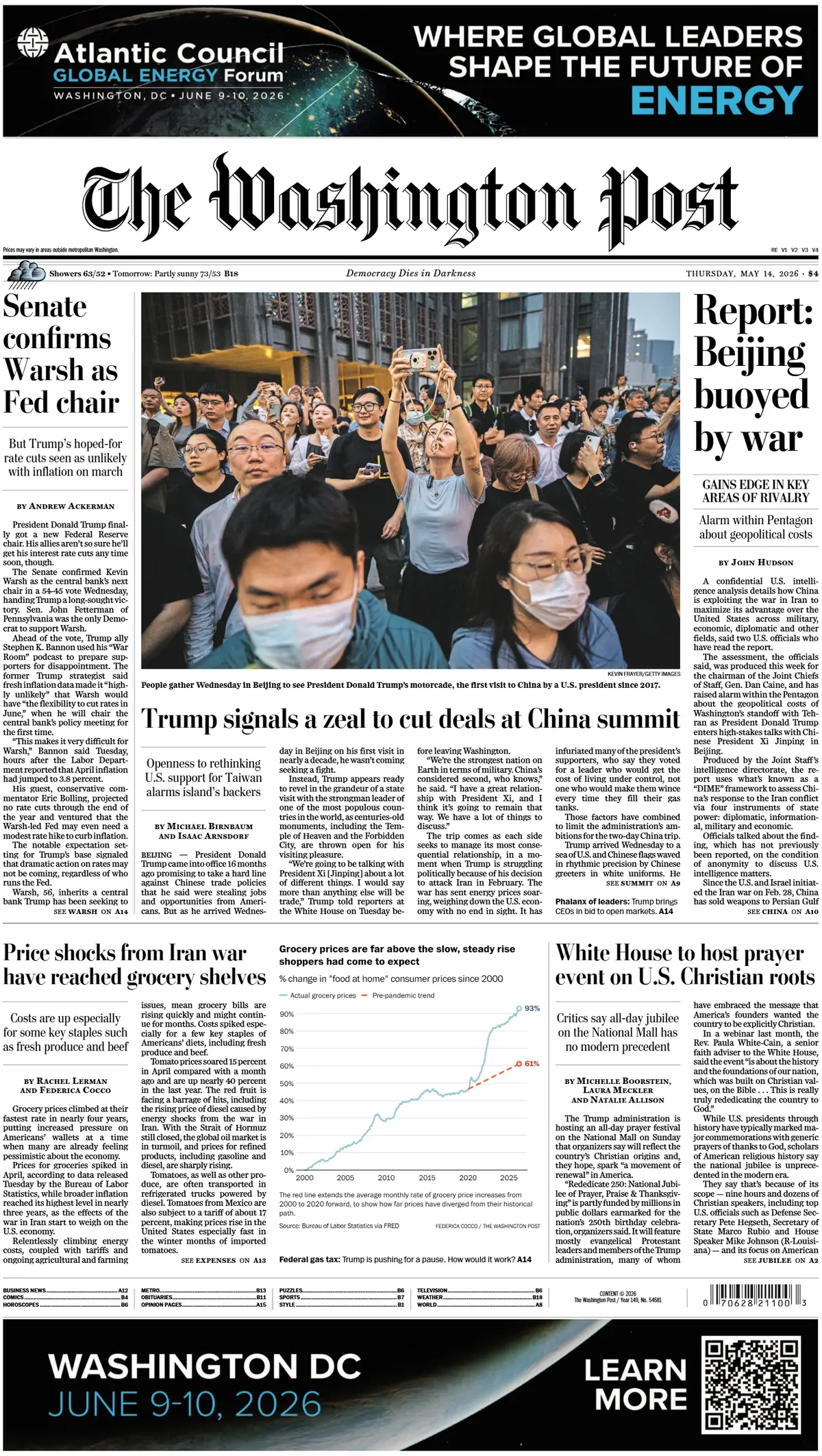 Cover The Washington Post 14/05/2026