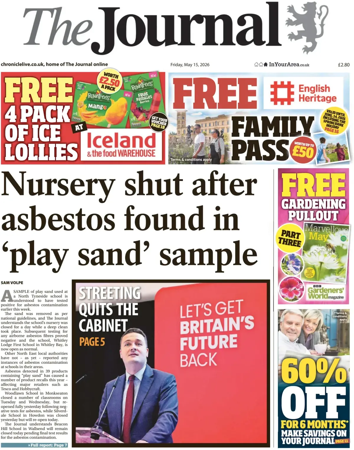 Front Page The Journal | Newcastle 15/05/2026