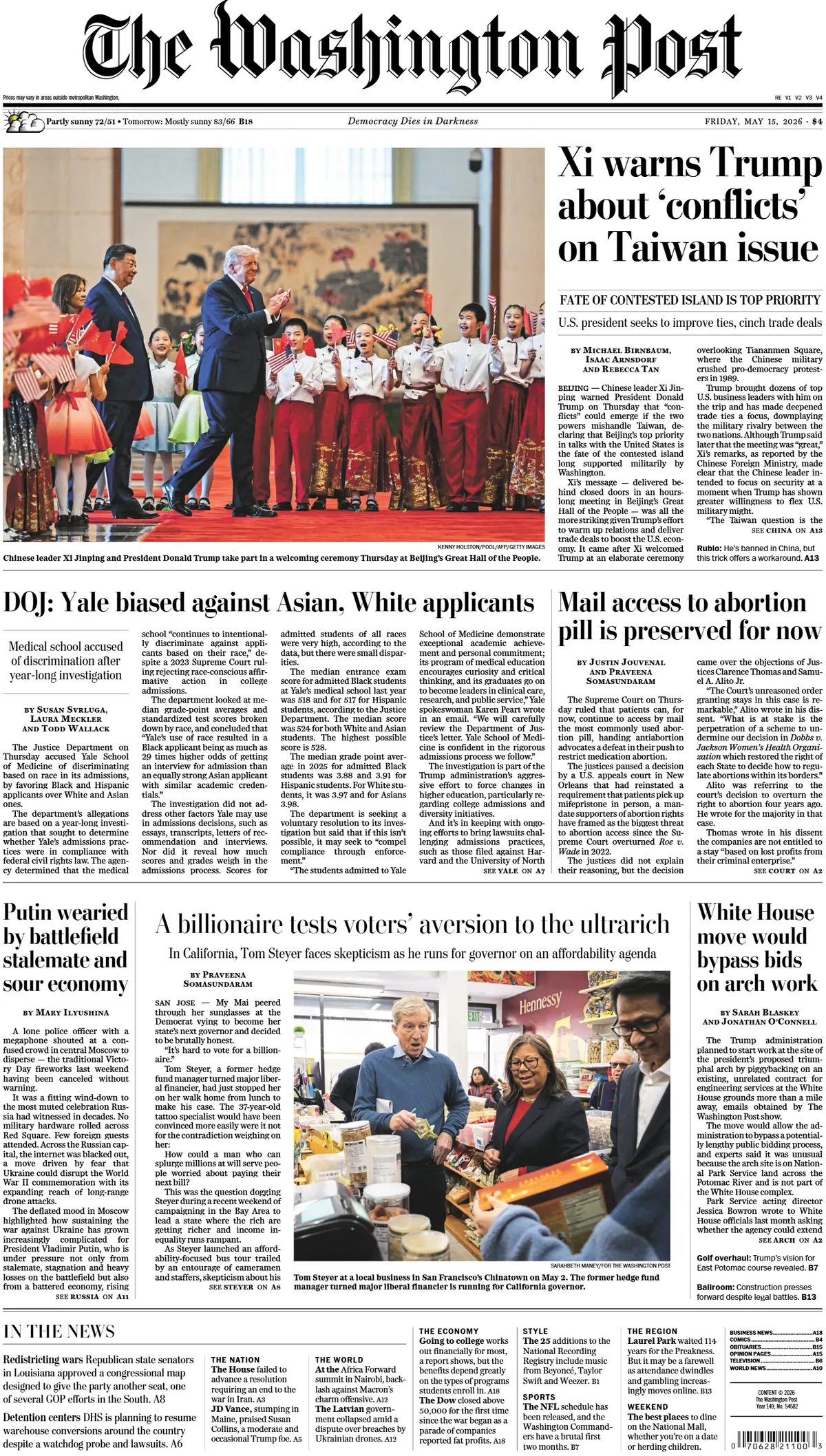 Cover The Washington Post 15/05/2026