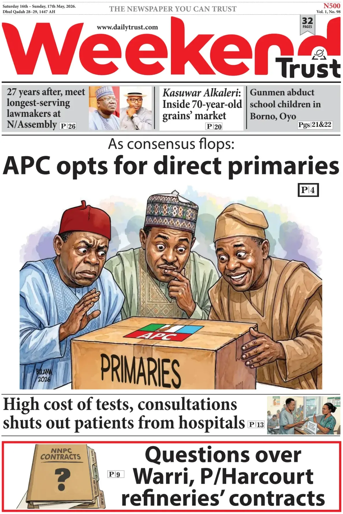 Front Page Daily Trust 16/05/2026