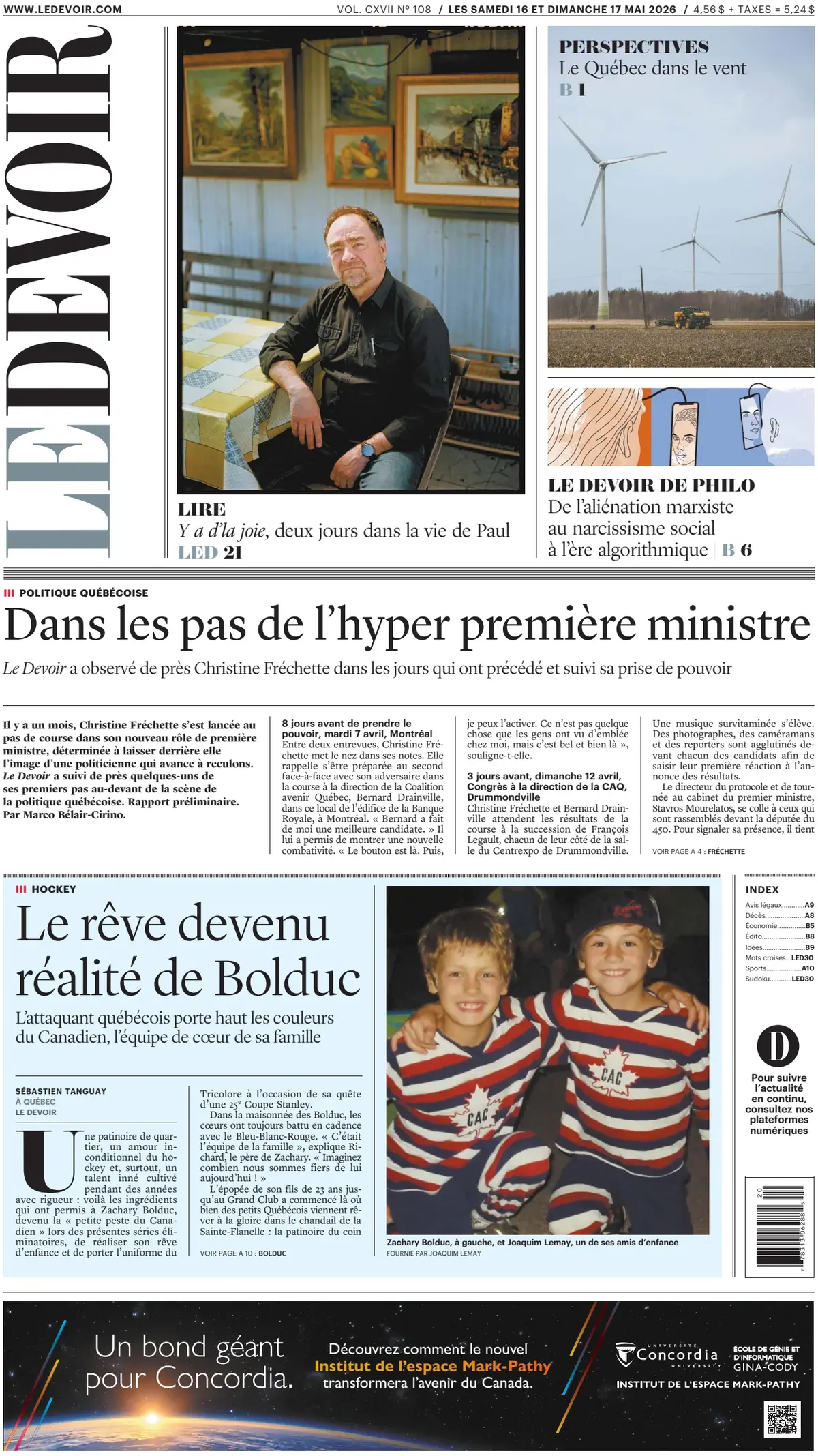 Front Page Le Devoir 17/05/2026