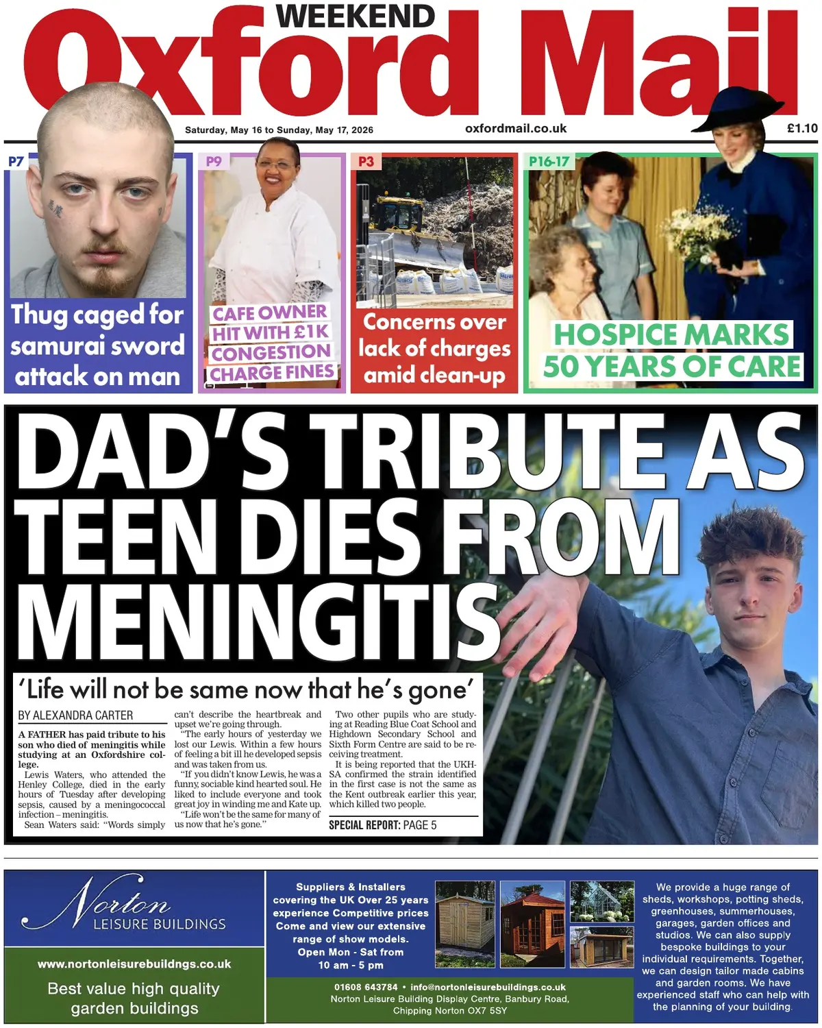 Front Page Oxford Mail 17/05/2026