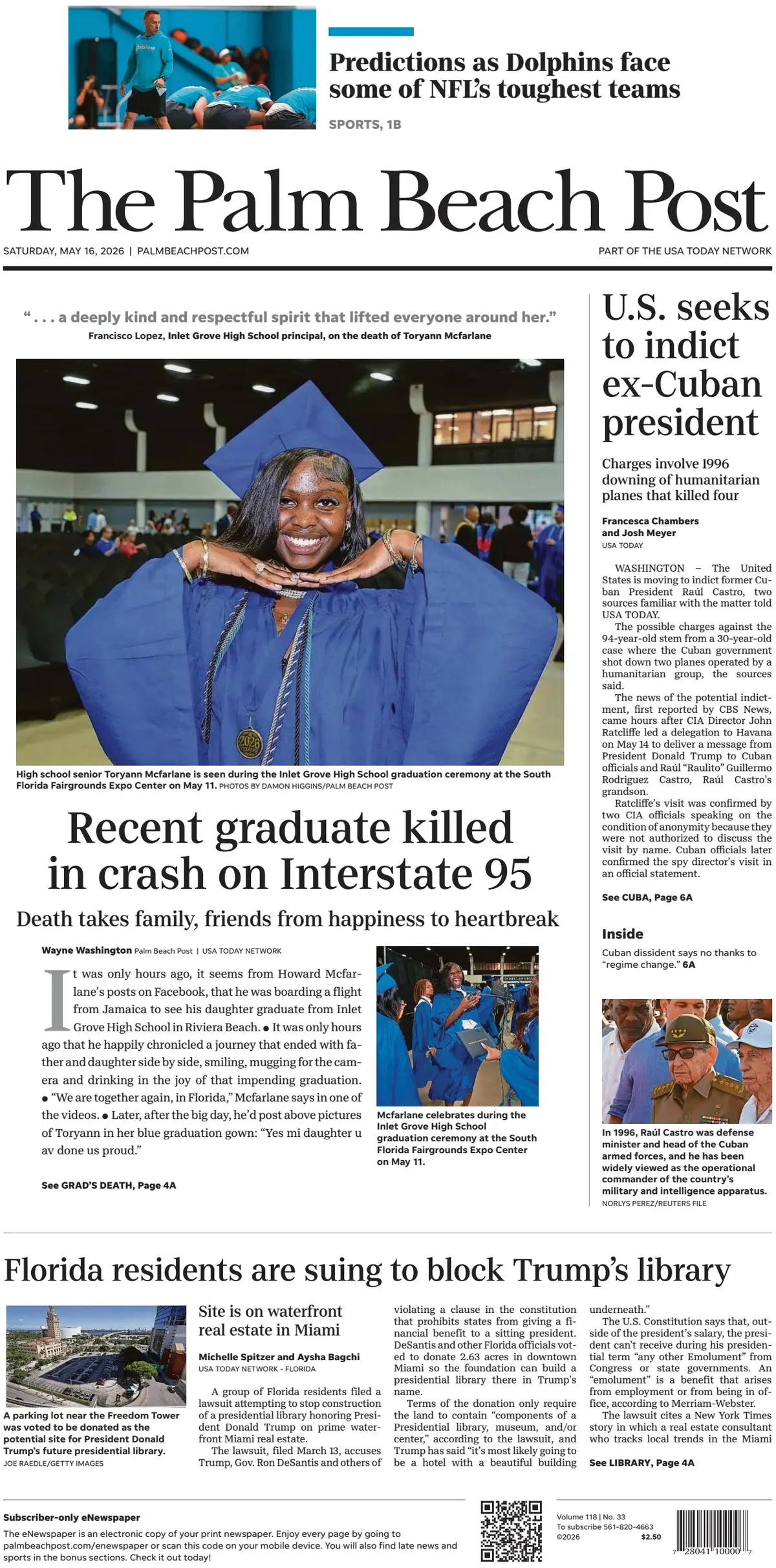 Cover The Palm Beach Post 16/05/2026