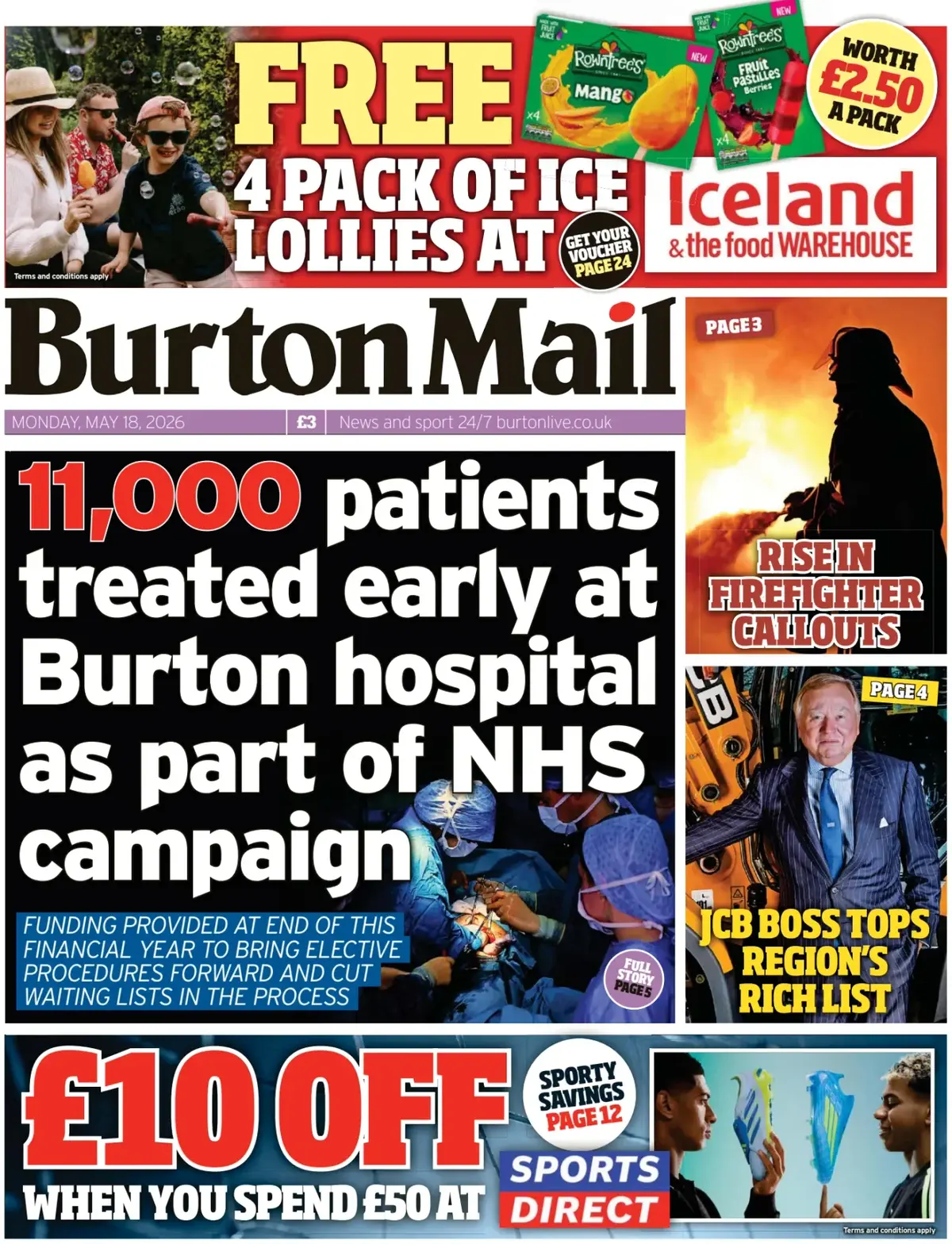 Front Page Burton Mail 18/05/2026