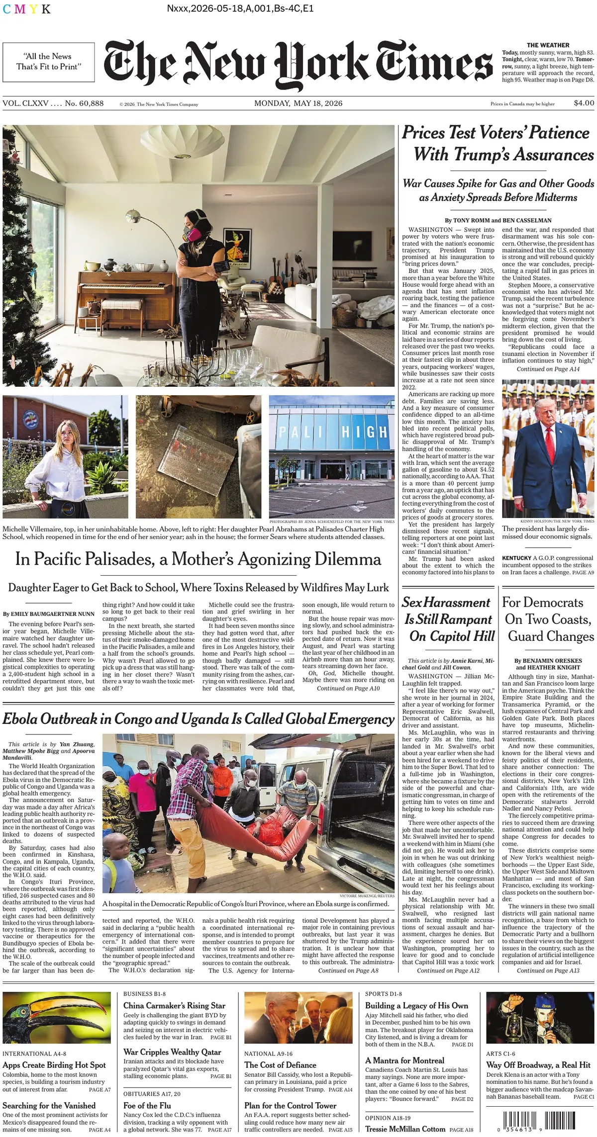 Cover The New York Times 18/05/2026