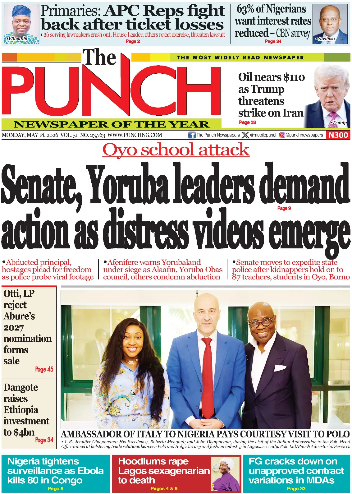 Front Page The Punch 18/05/2026