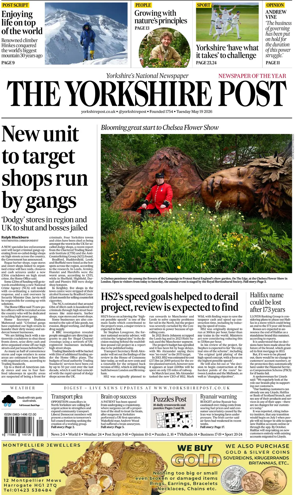 Front Page The Yorkshire Post 19/05/2026