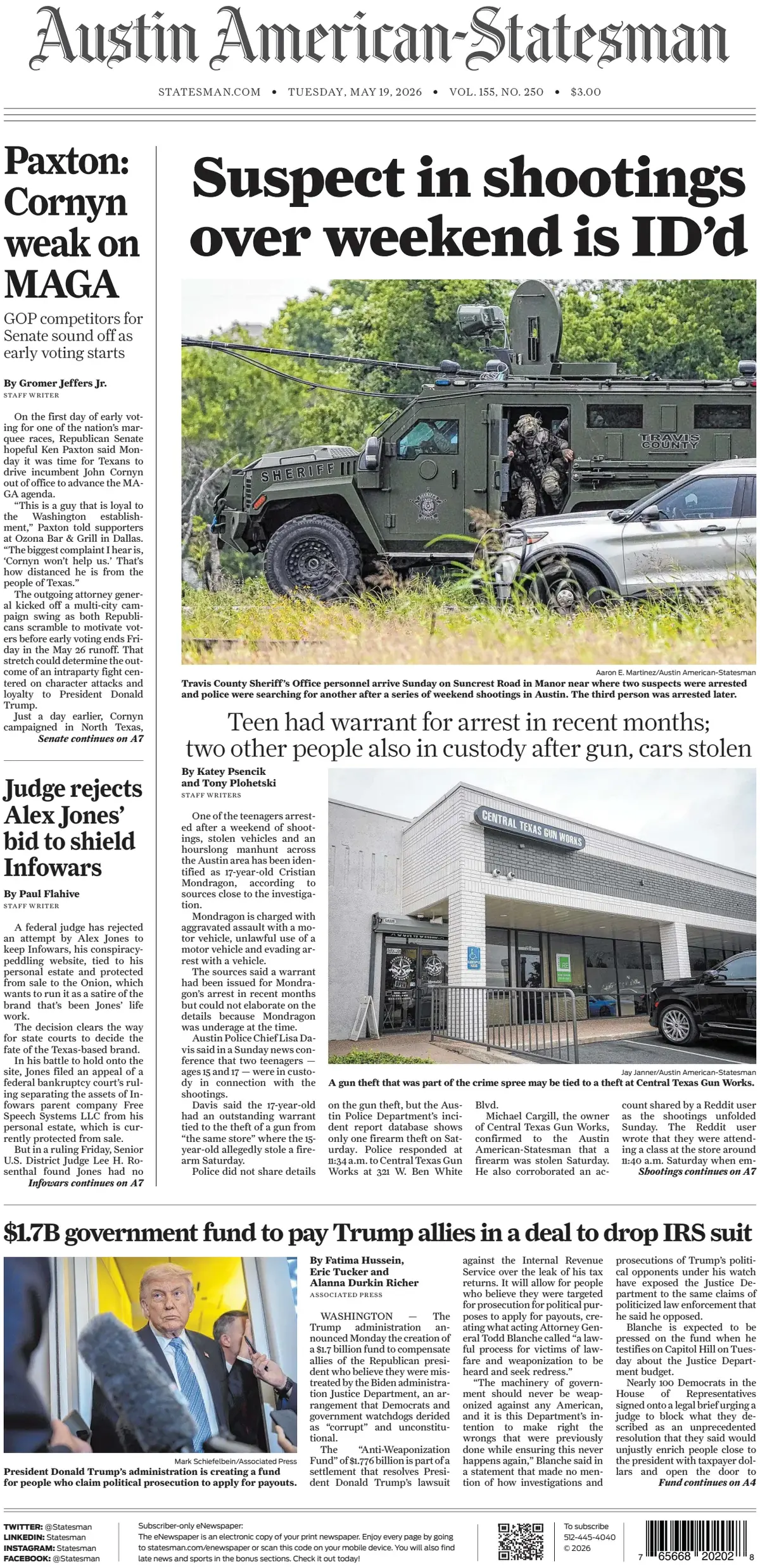 Cover Austin American-Statesman 19/05/2026