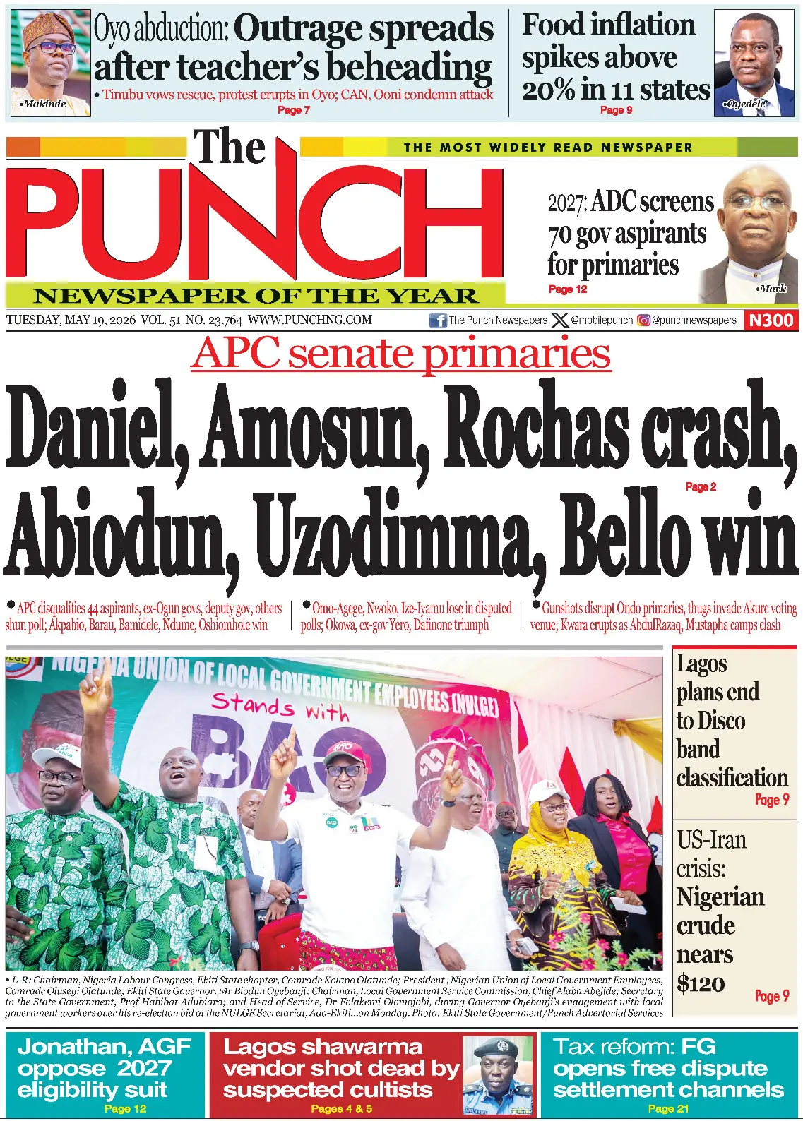 Front Page The Punch 19/05/2026