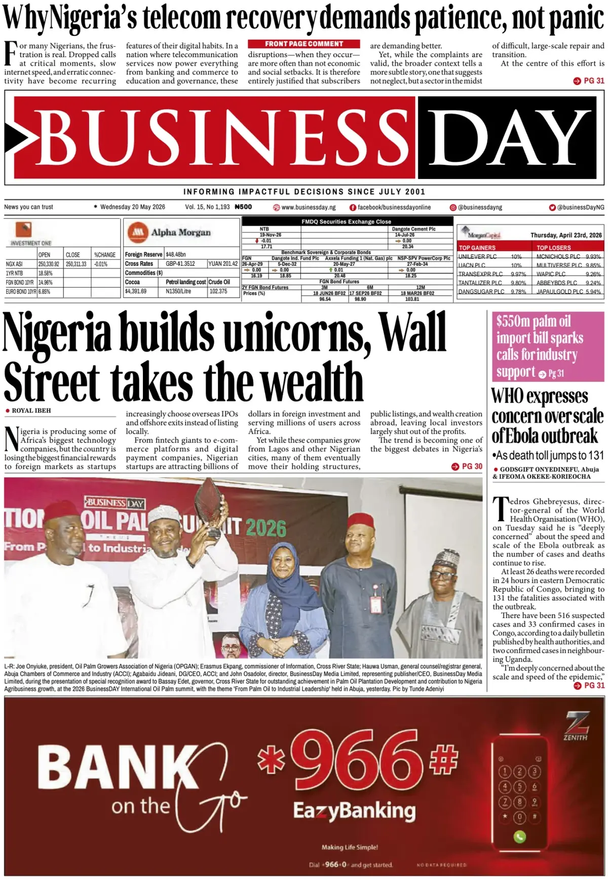 Front Page BusinessDay 20/05/2026