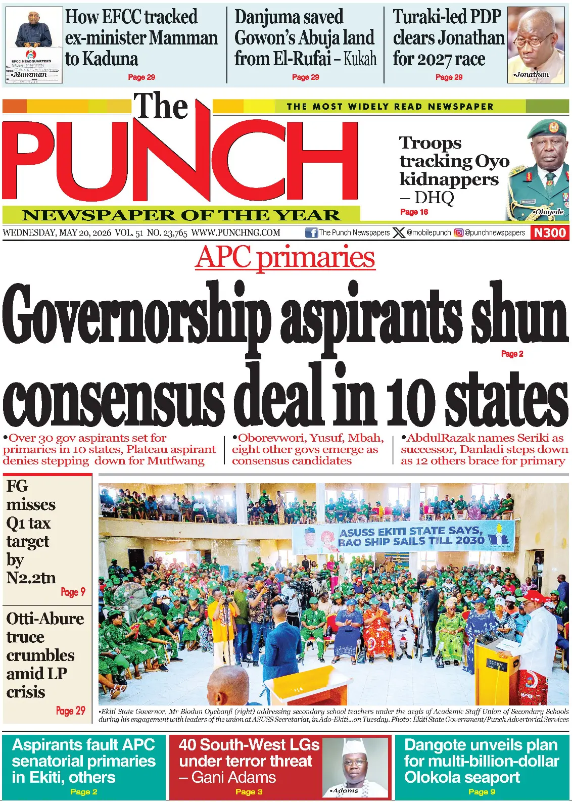 Front Page The Punch 20/05/2026