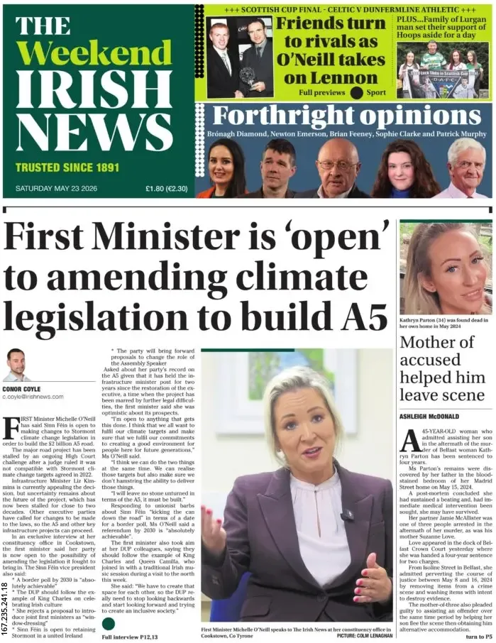 Front Page The Irish News 24/05/2026