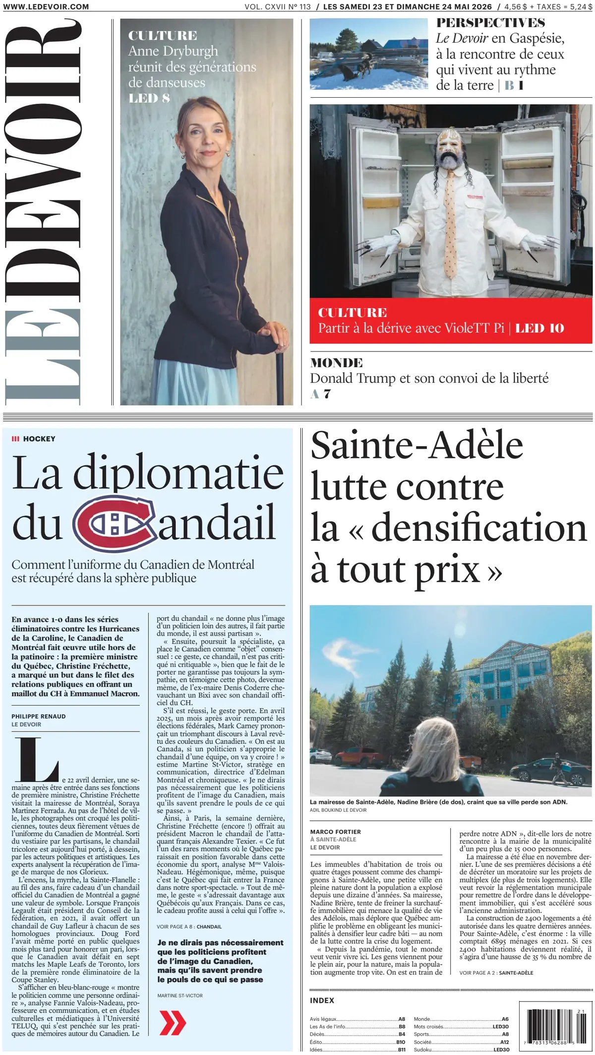 Front Page Le Devoir 24/05/2026