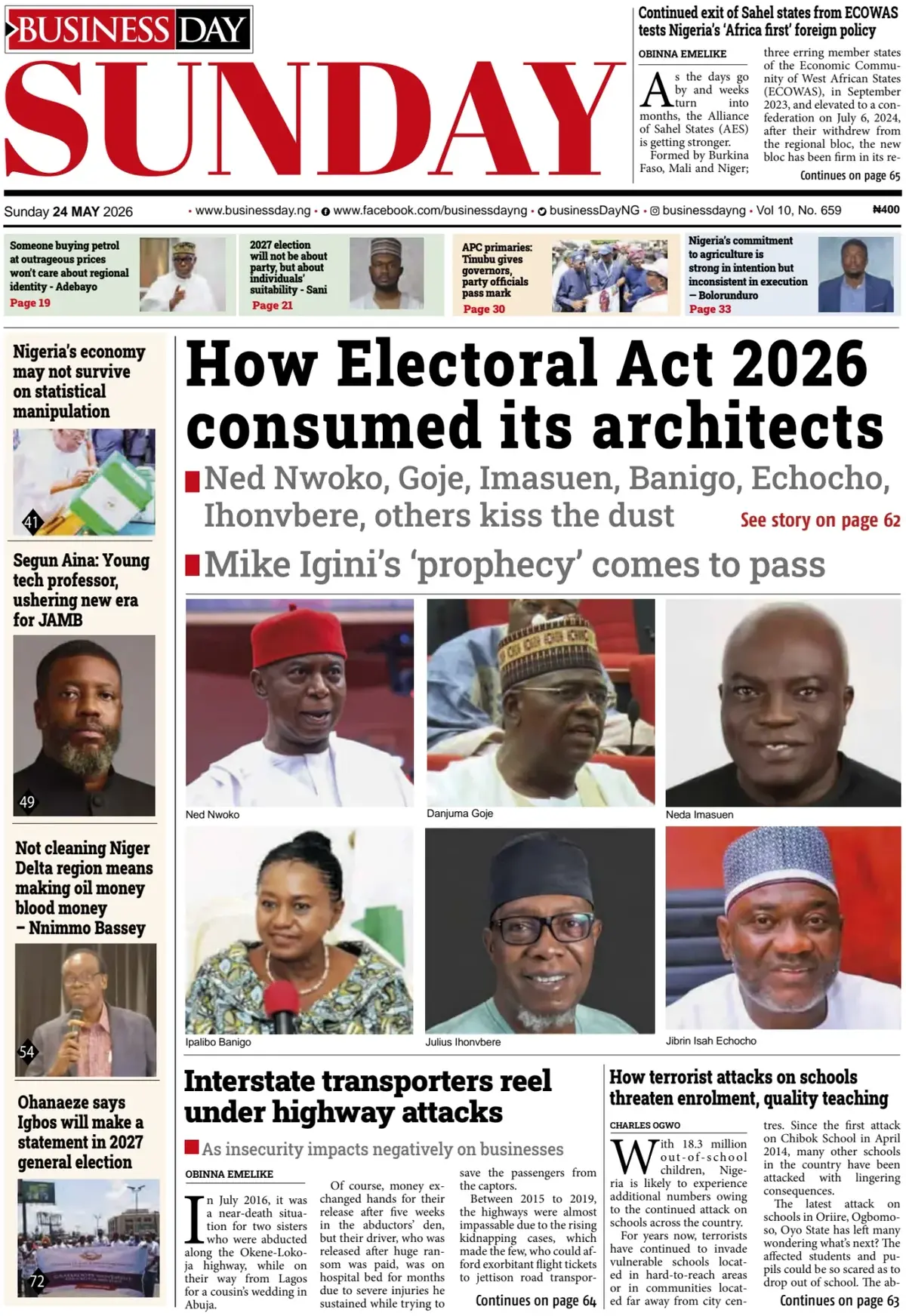 Front Page BusinessDay 24/05/2026