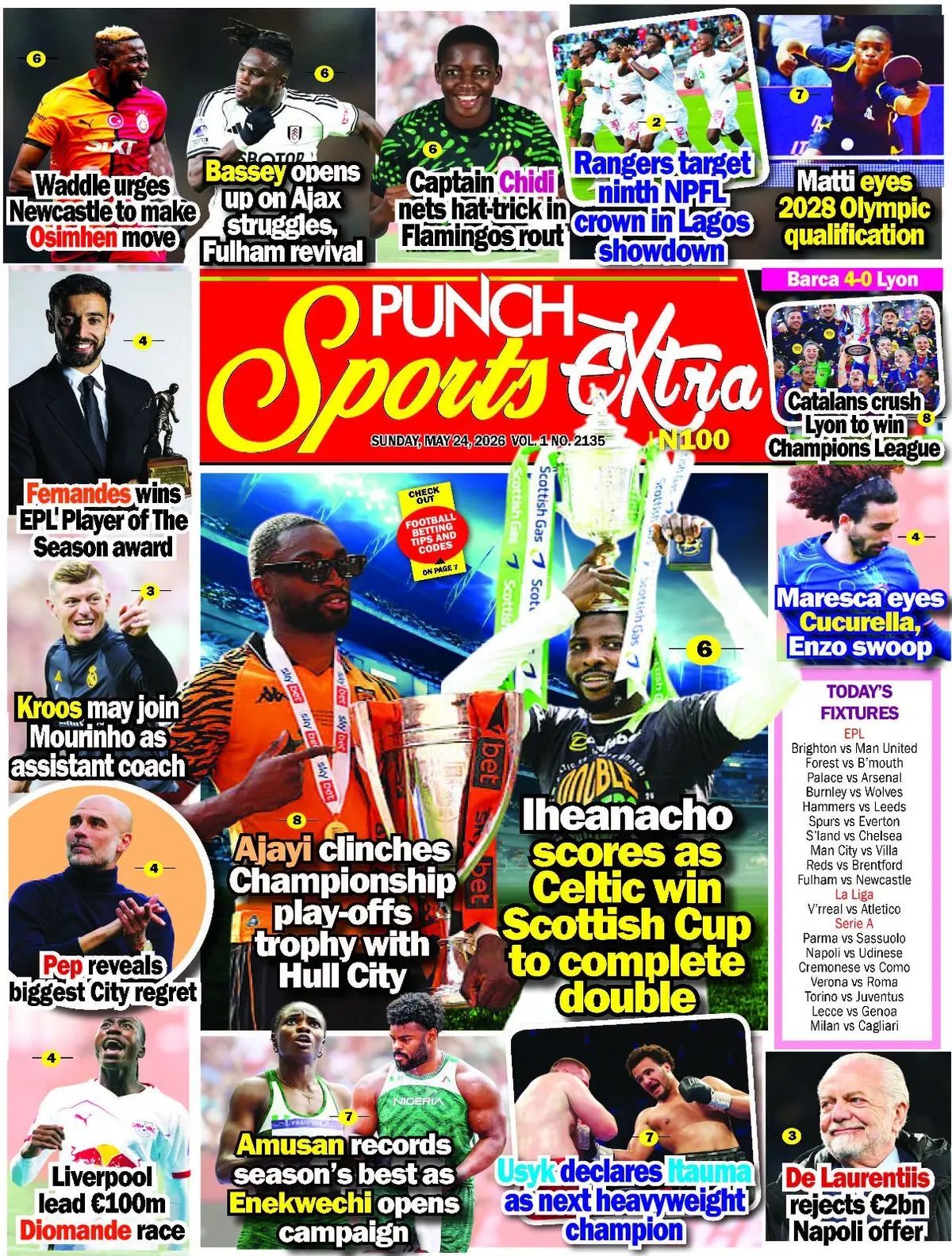 Front Page Punch Sports Extra 24/05/2026
