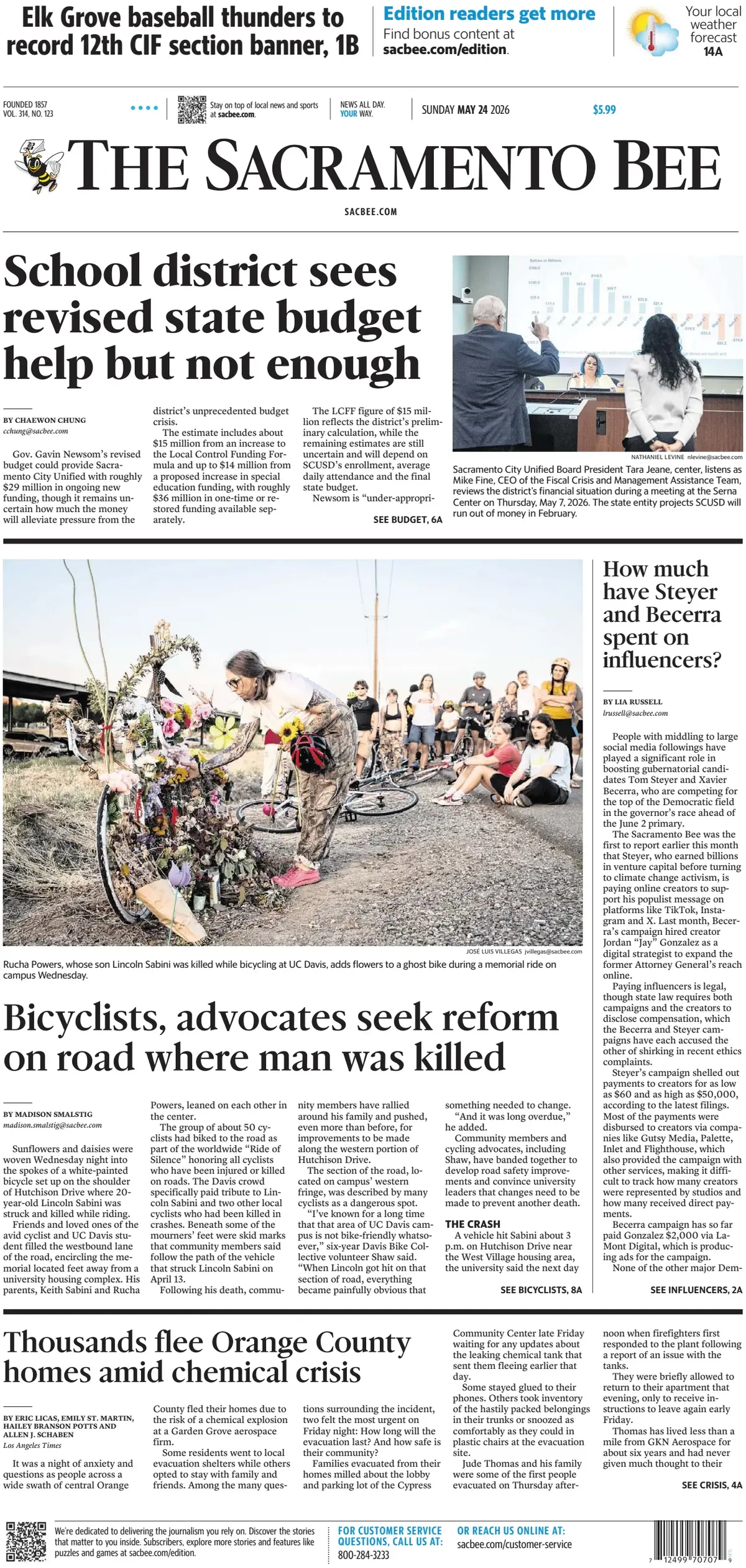 Cover The Sacramento Bee 24/05/2026