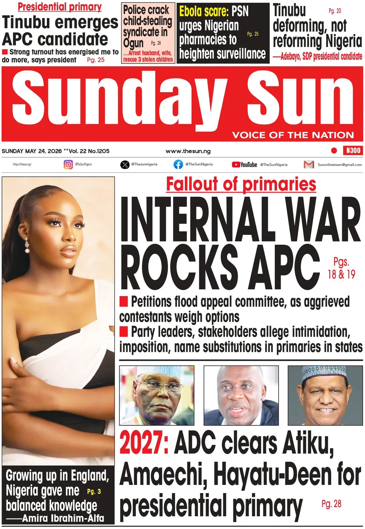 Front Page The Sun (Nigeria) 24/05/2026
