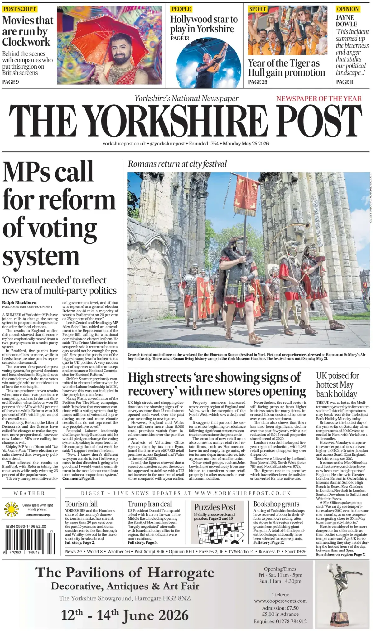 Front Page The Yorkshire Post 25/05/2026