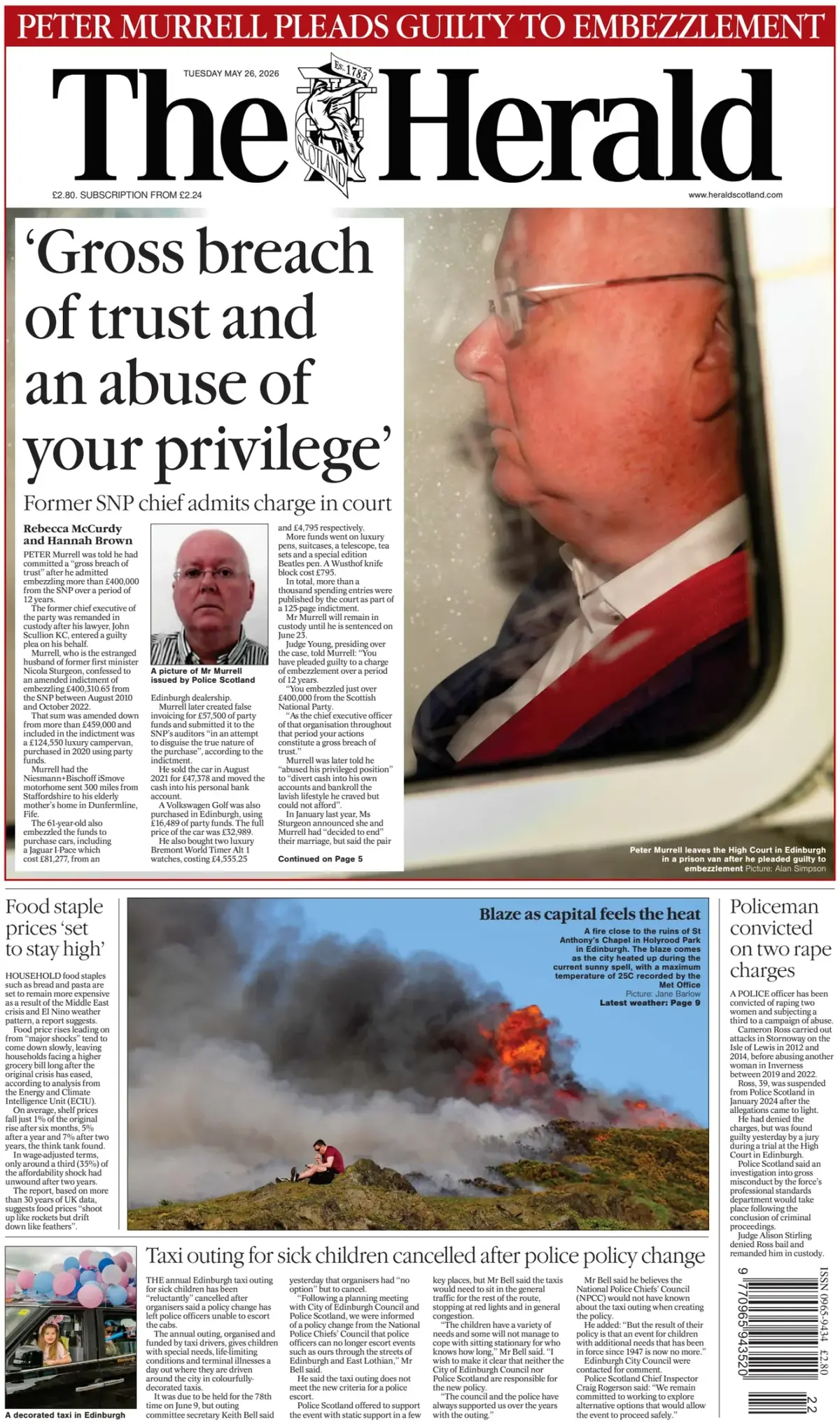 Front Page The Herald | Scotland 26/05/2026