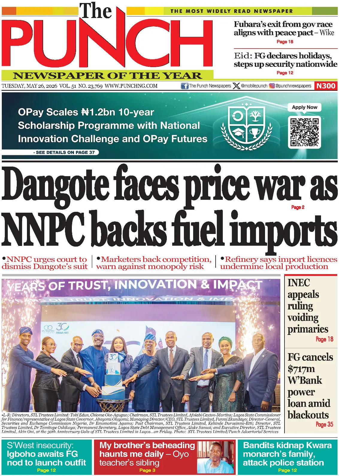 Front Page The Punch 26/05/2026