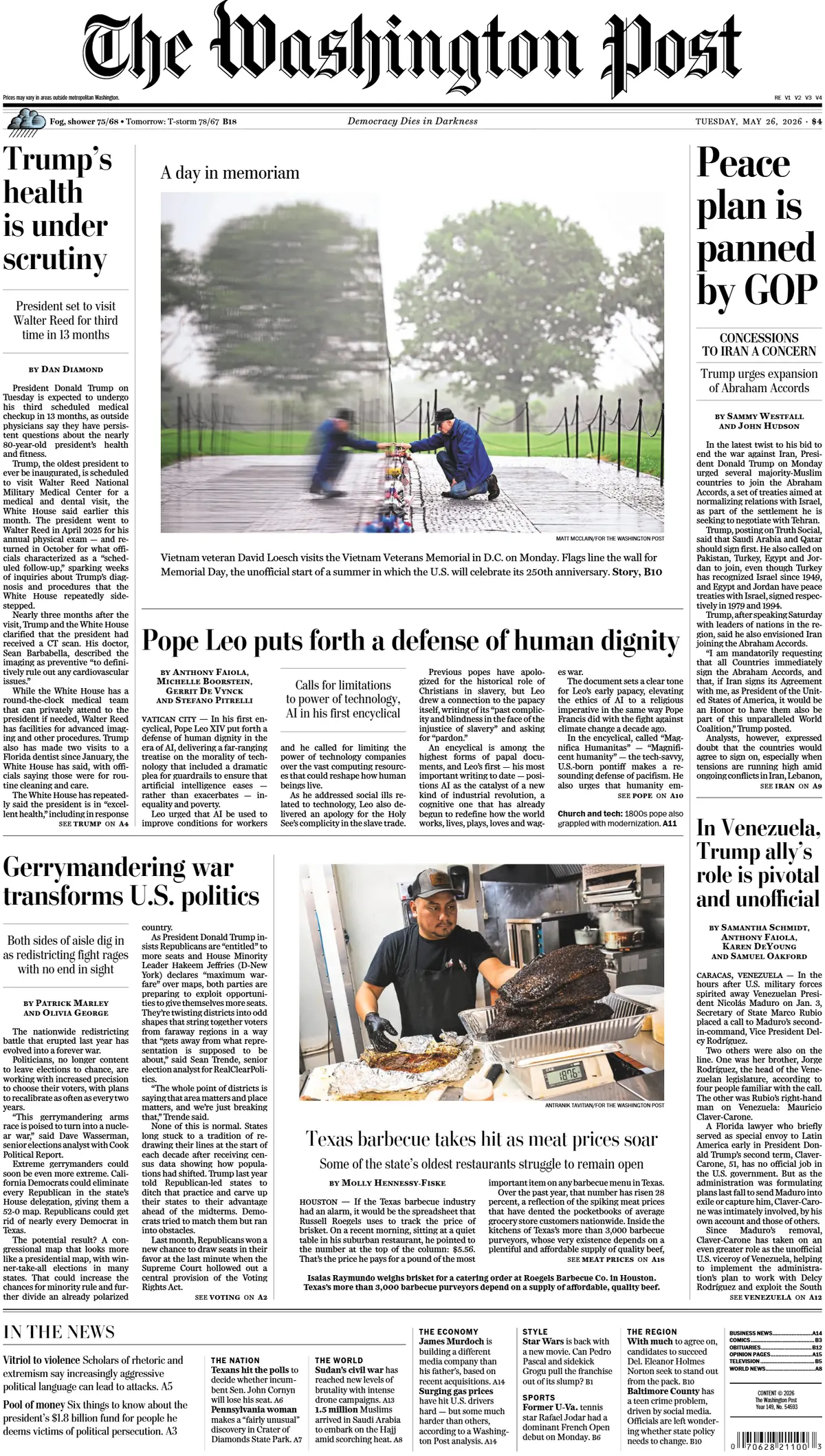 Cover The Washington Post 26/05/2026