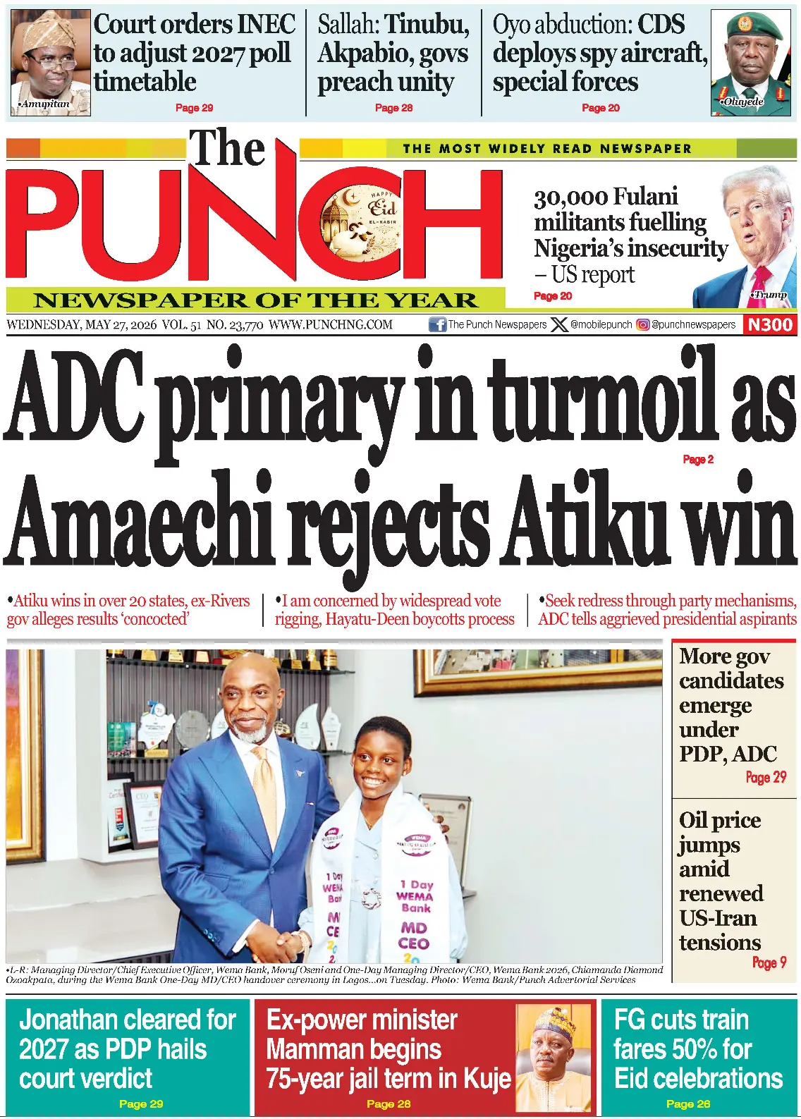 Front Page The Punch 27/05/2026