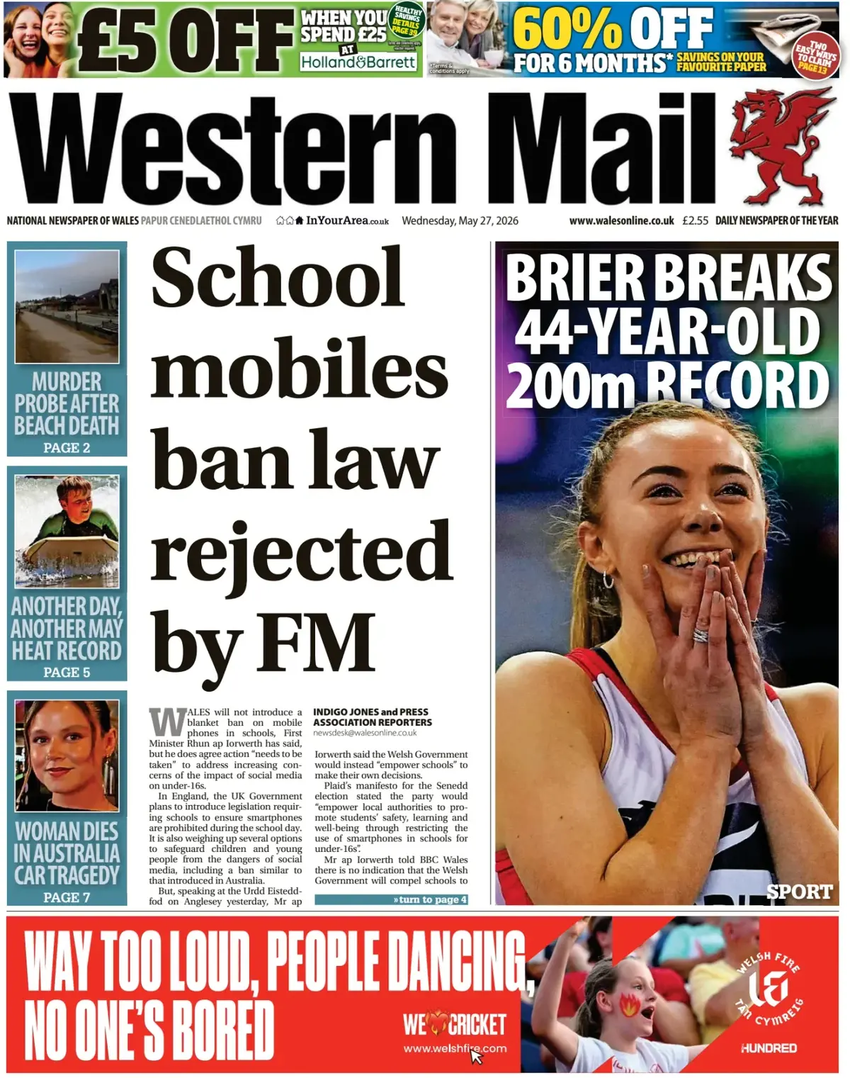 Front Page Western Mail | Wales 27/05/2026