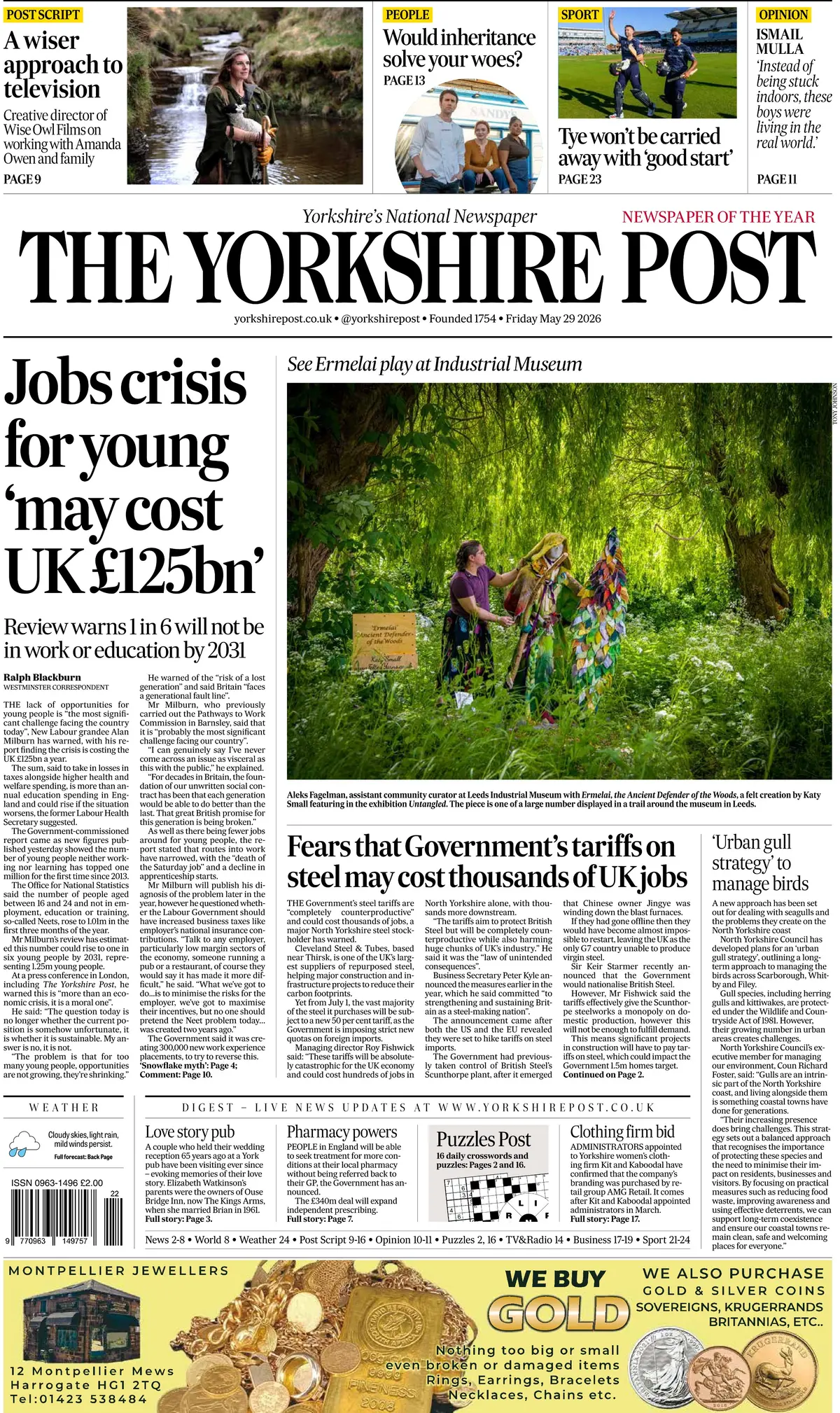 Front Page The Yorkshire Post 29/05/2026