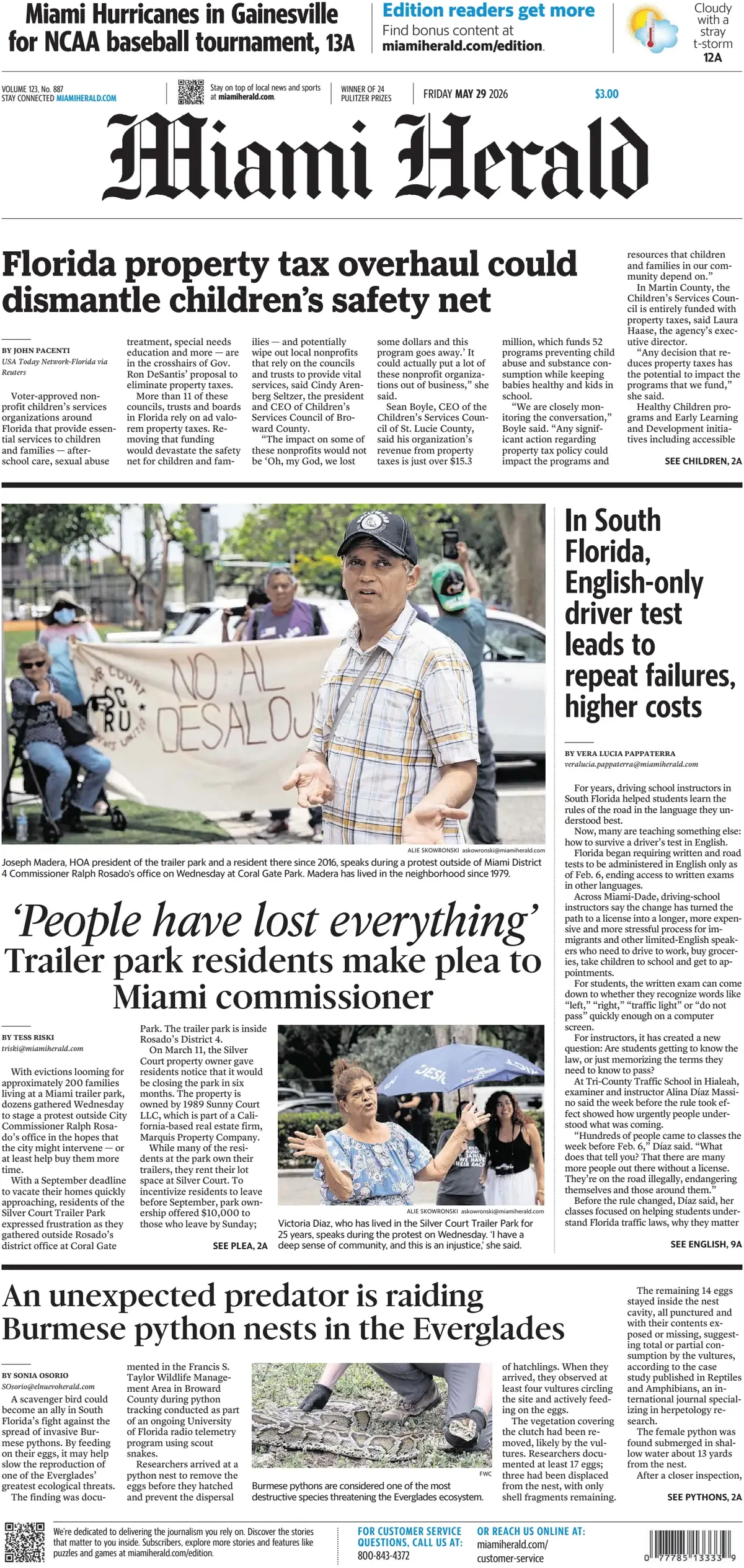 Cover Miami Herald 29/05/2026
