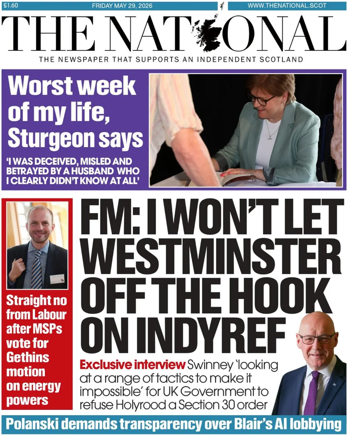 Front Page The National | Scotland 29/05/2026