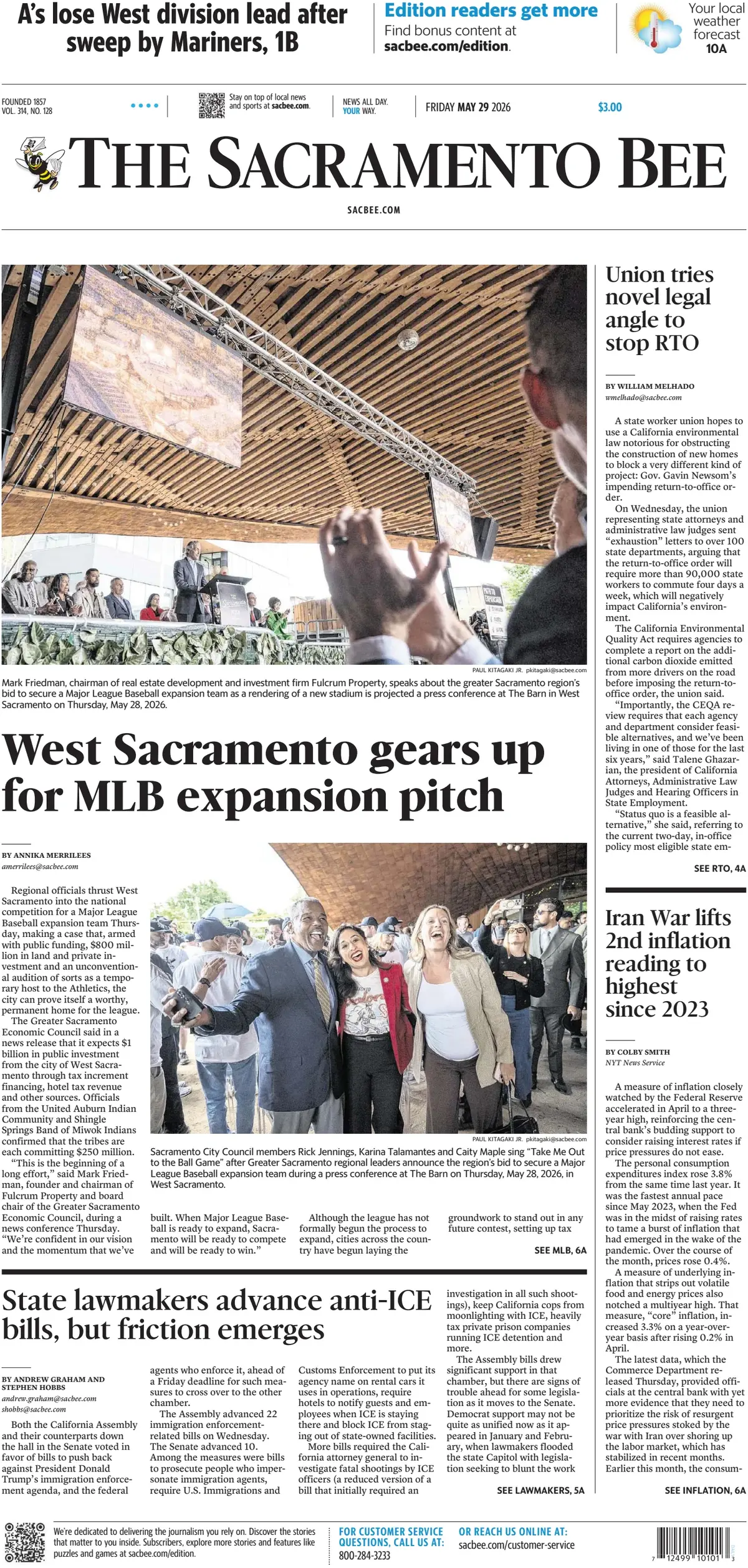 Cover The Sacramento Bee 29/05/2026