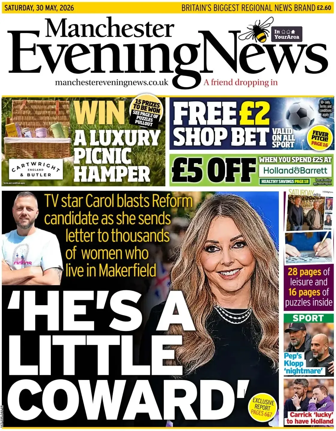 Cover Manchester Evening News 30/05/2026
