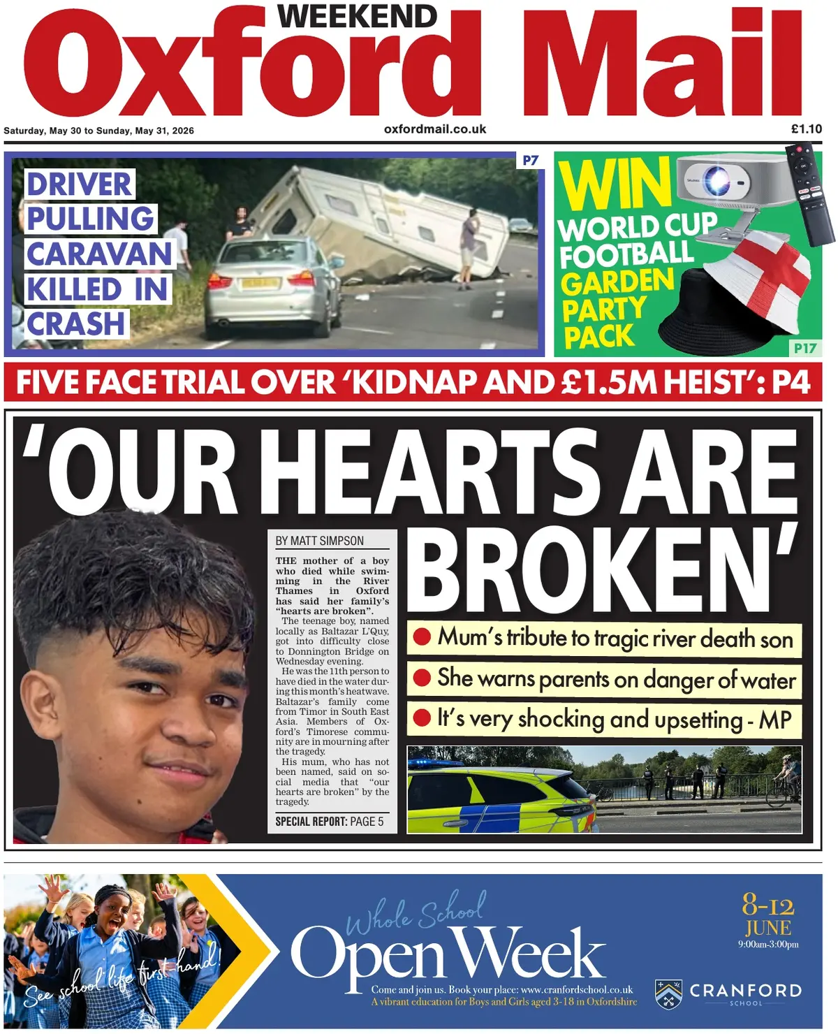 Cover Oxford Mail 31/05/2026