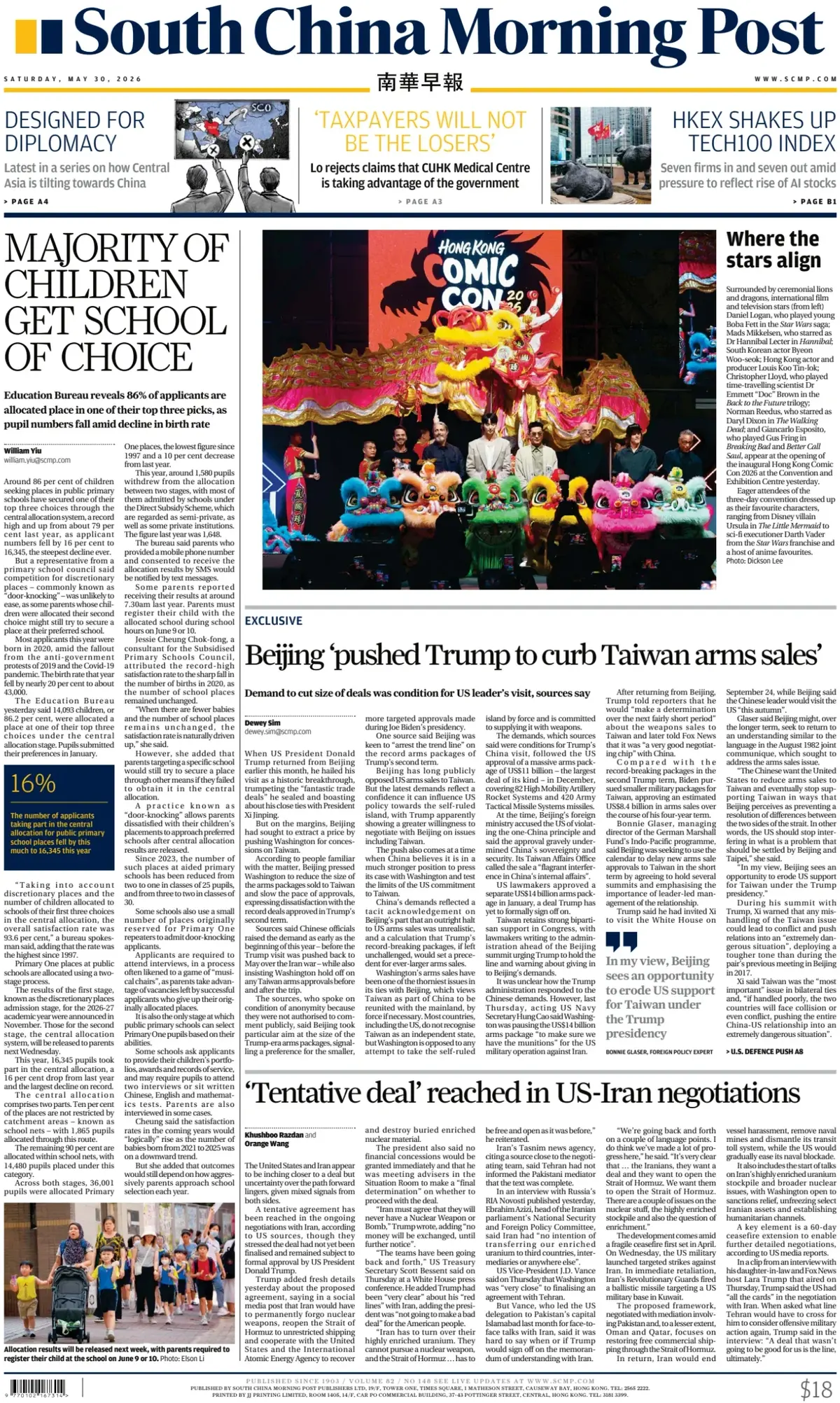 Cover South China Morning Post 30/05/2026