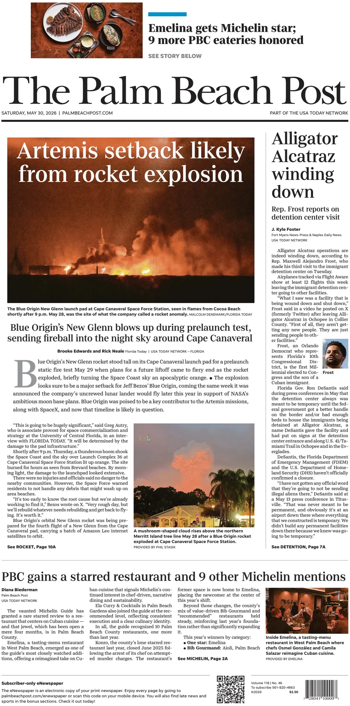 Cover The Palm Beach Post 30/05/2026