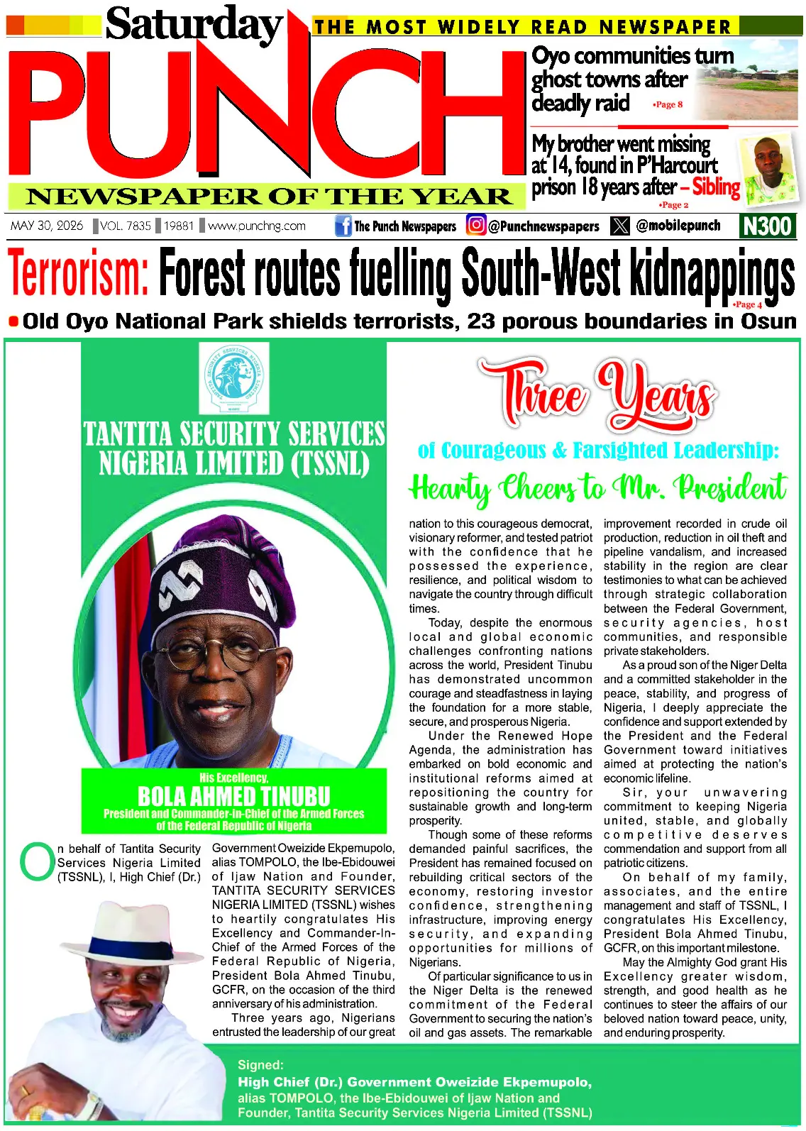 Cover The Punch 30/05/2026